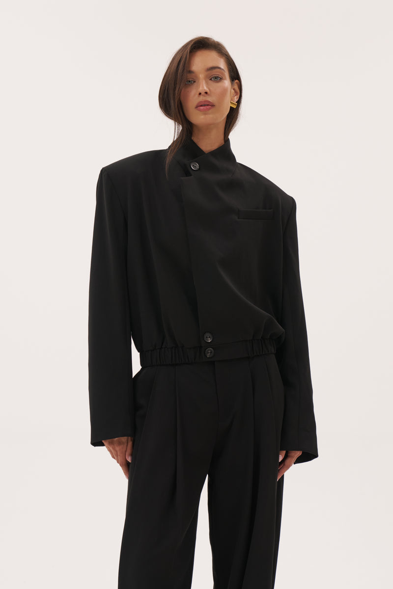 Blazer Bomber Jacket - Black