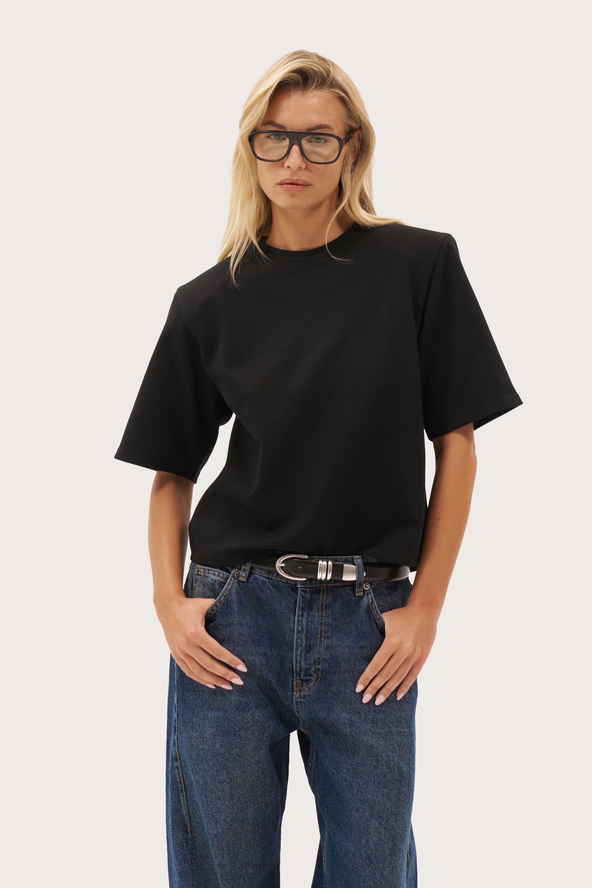 Twin Collar Power Tee - Black