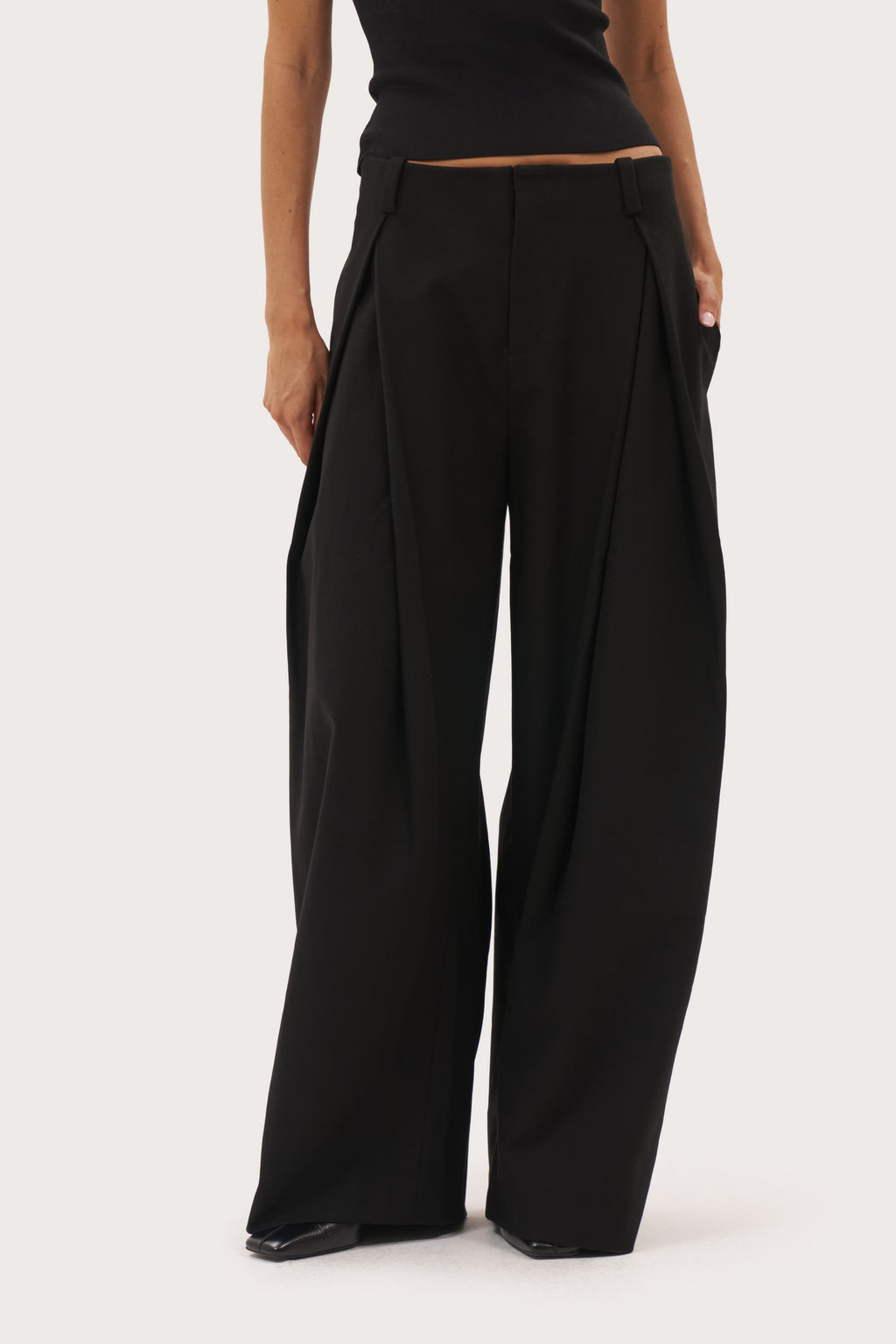 Double Pleat Trousers - Black