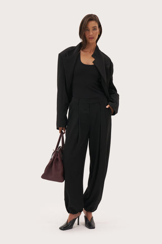 Cuffed Tailored Trousers - Black