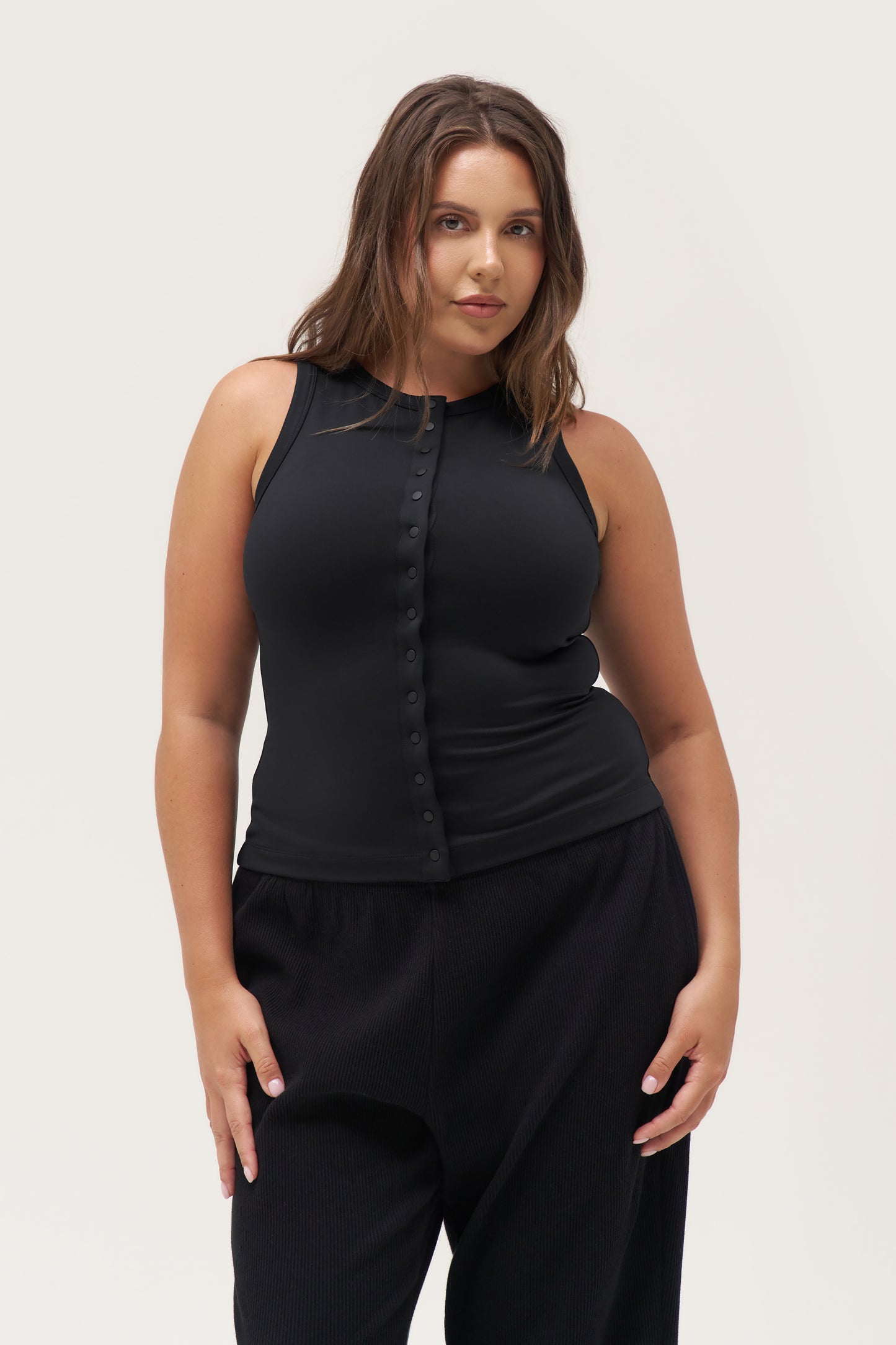 Contour Popper Top - Off Black