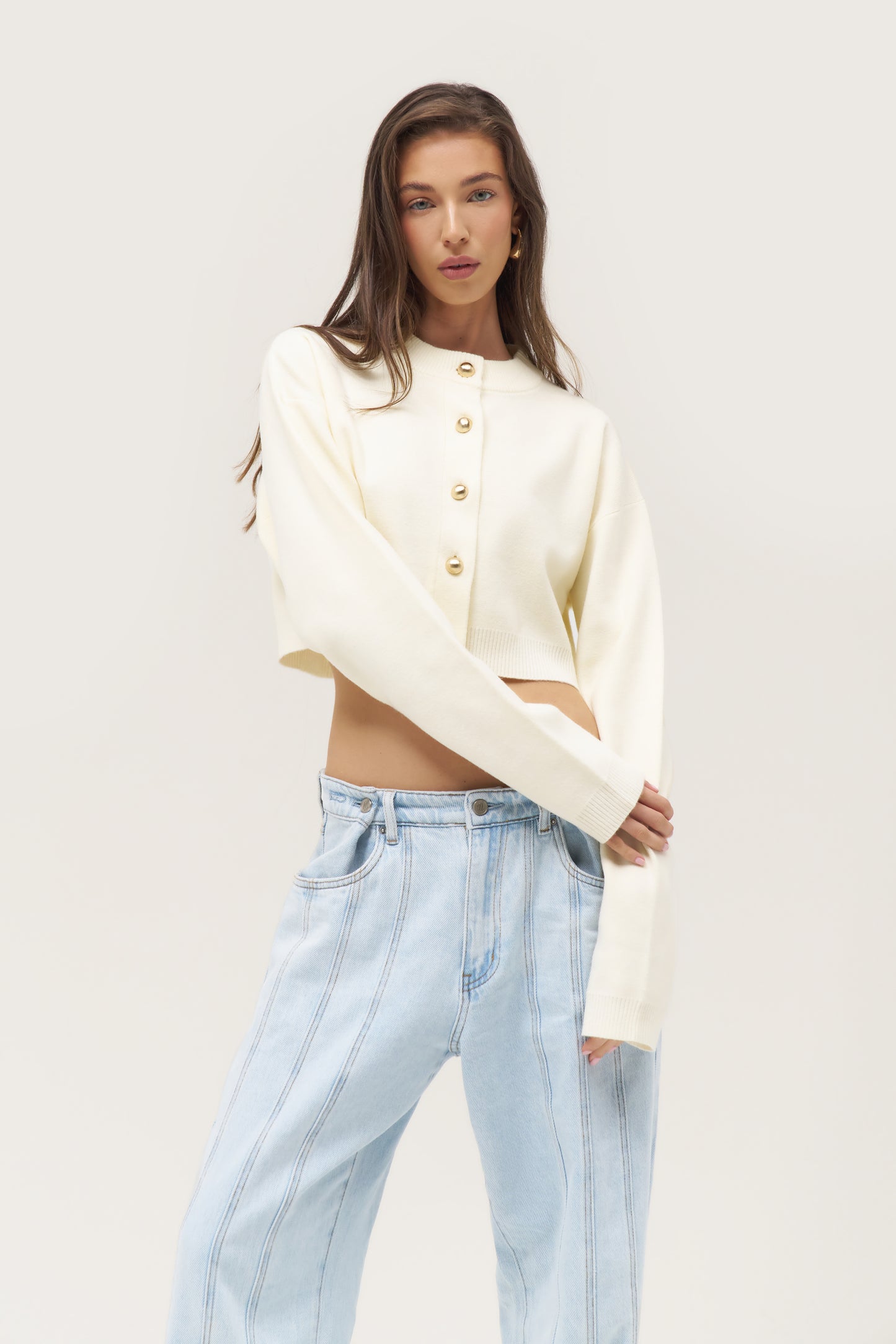 Cosy Cropped Cardigan - Cream