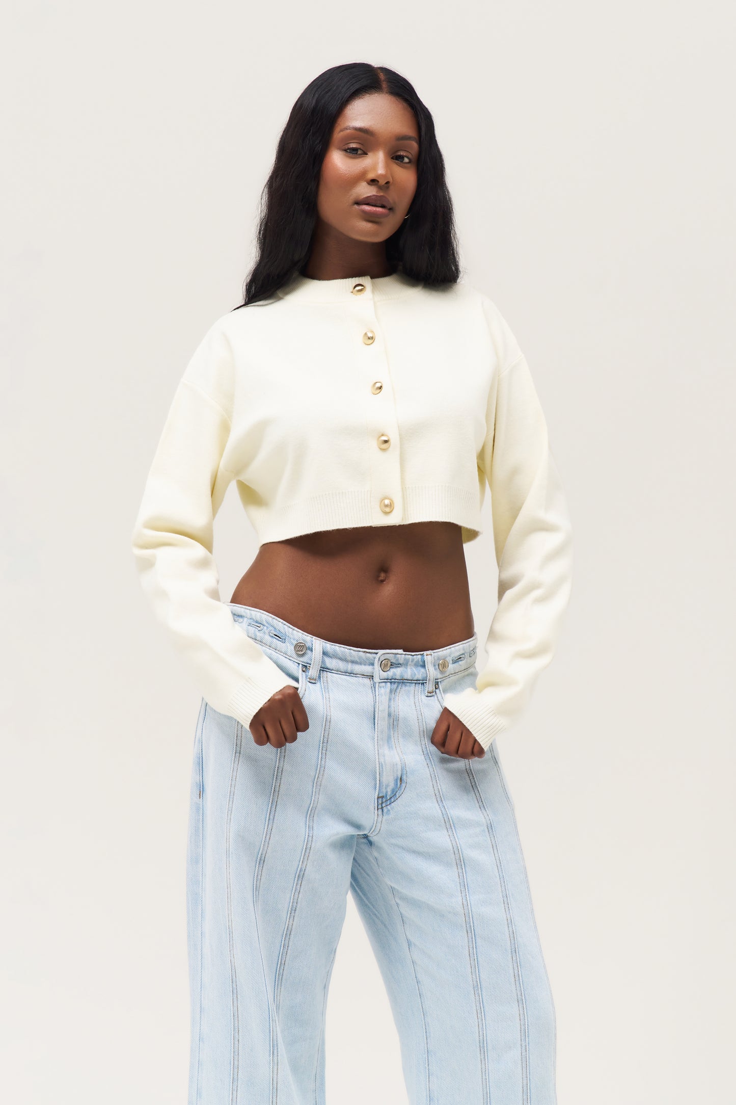 Cosy Cropped Cardigan - Cream