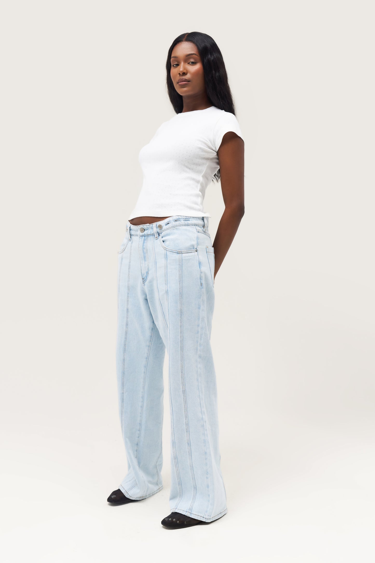 Seam Detail Boyfriend Jeans - Blue