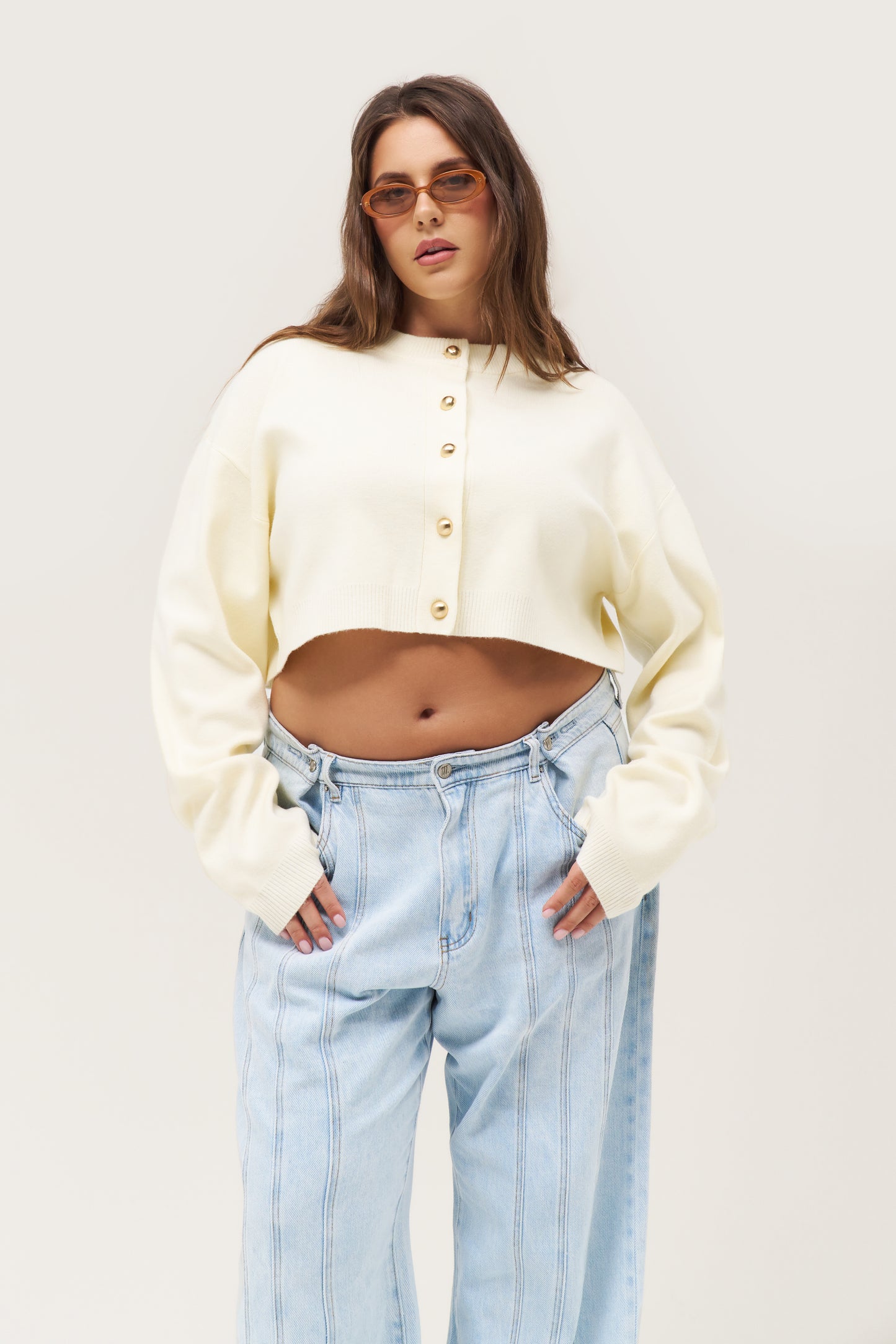 Cosy Cropped Cardigan - Cream