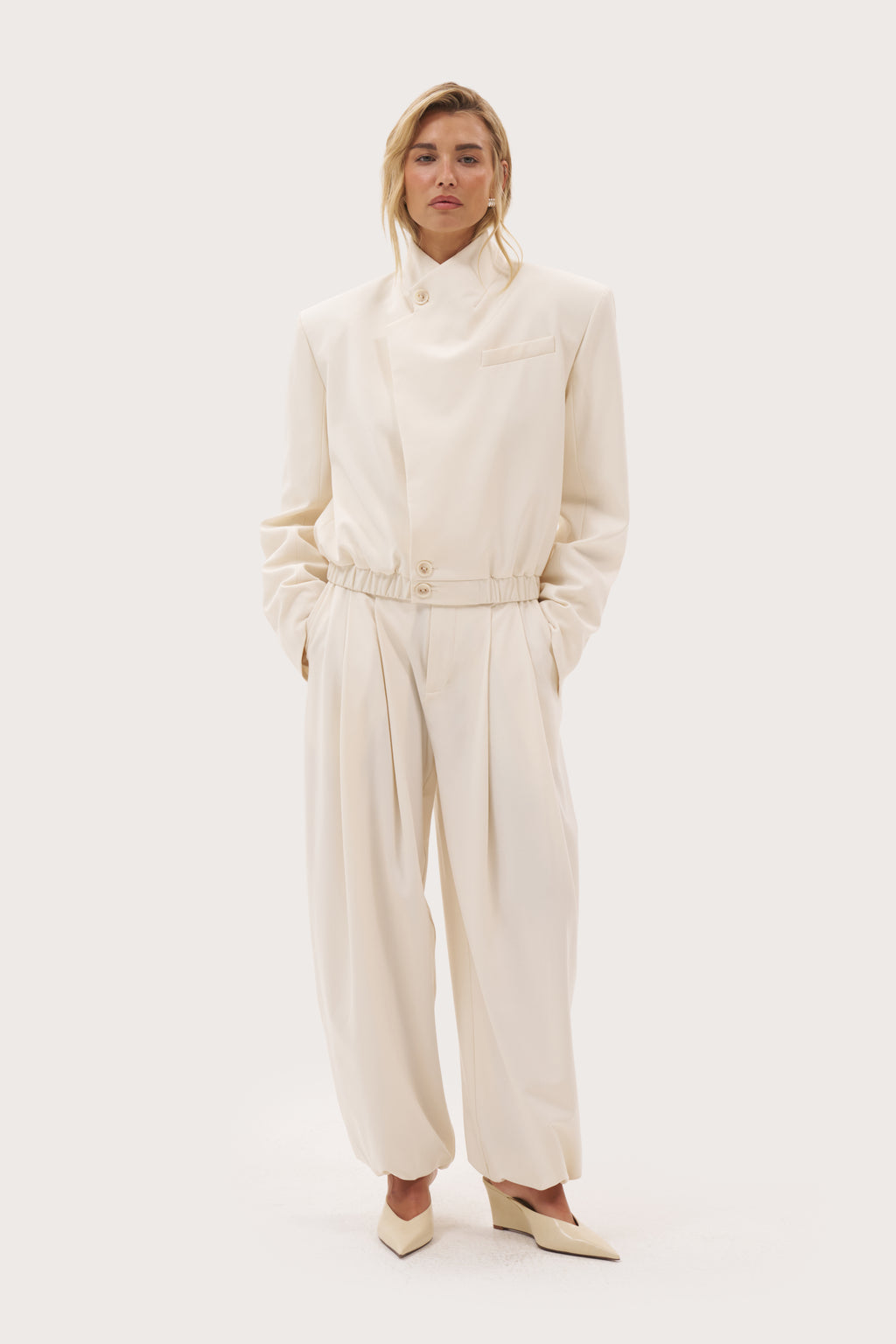 Blazer Bomber Jacket - Cream