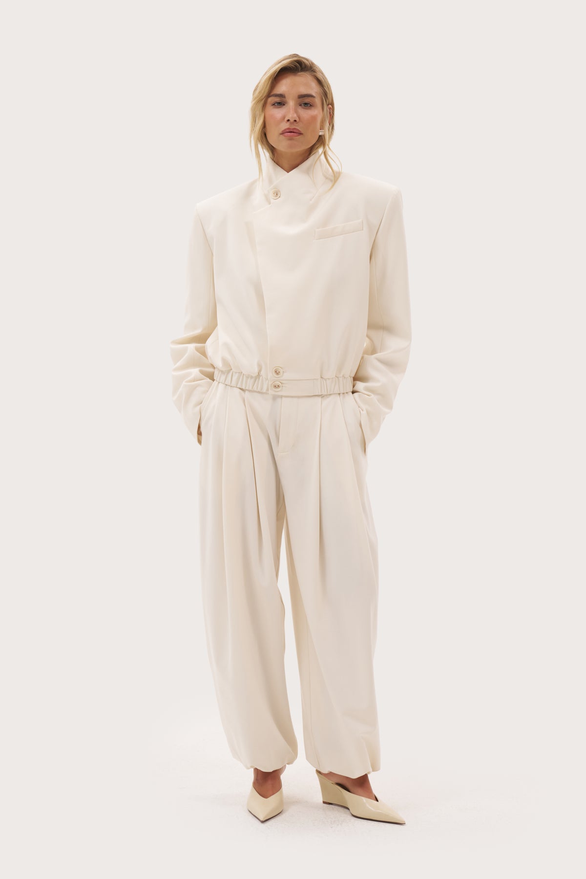 Blazer Bomber Jacket - Cream