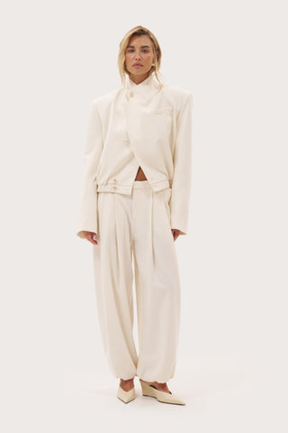 Cuffed Tailored Trousers - Cream