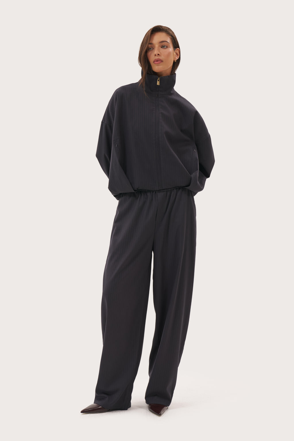 Tailored Track Jacket - Navy Pinstripe