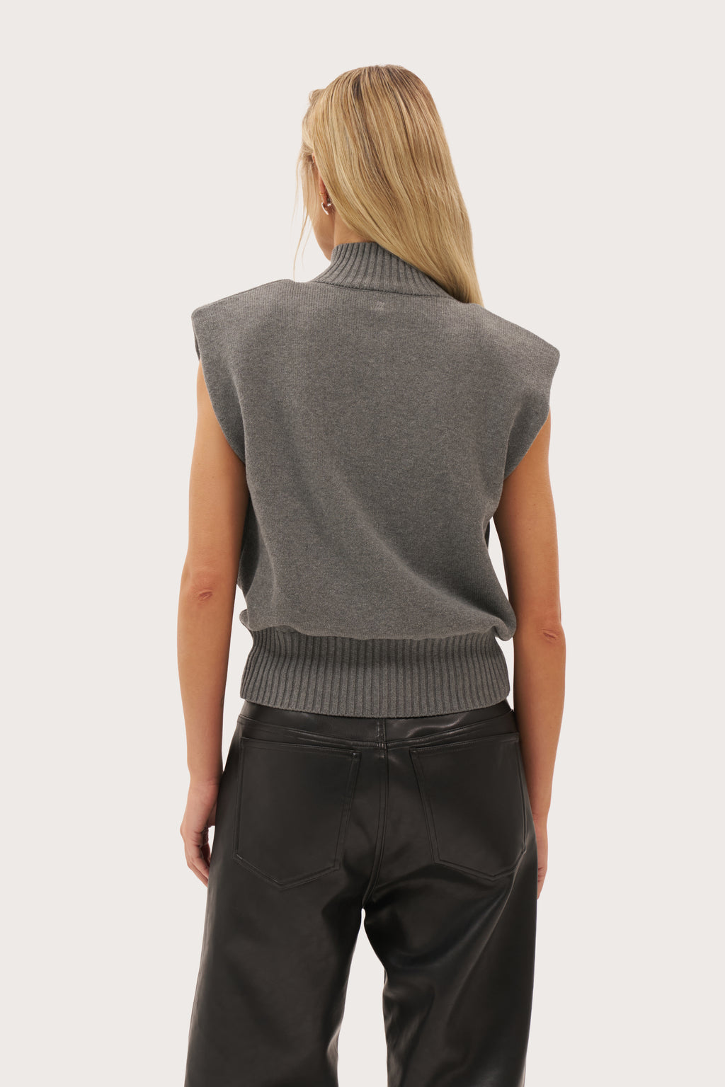 Button Through Knit Top - Grey