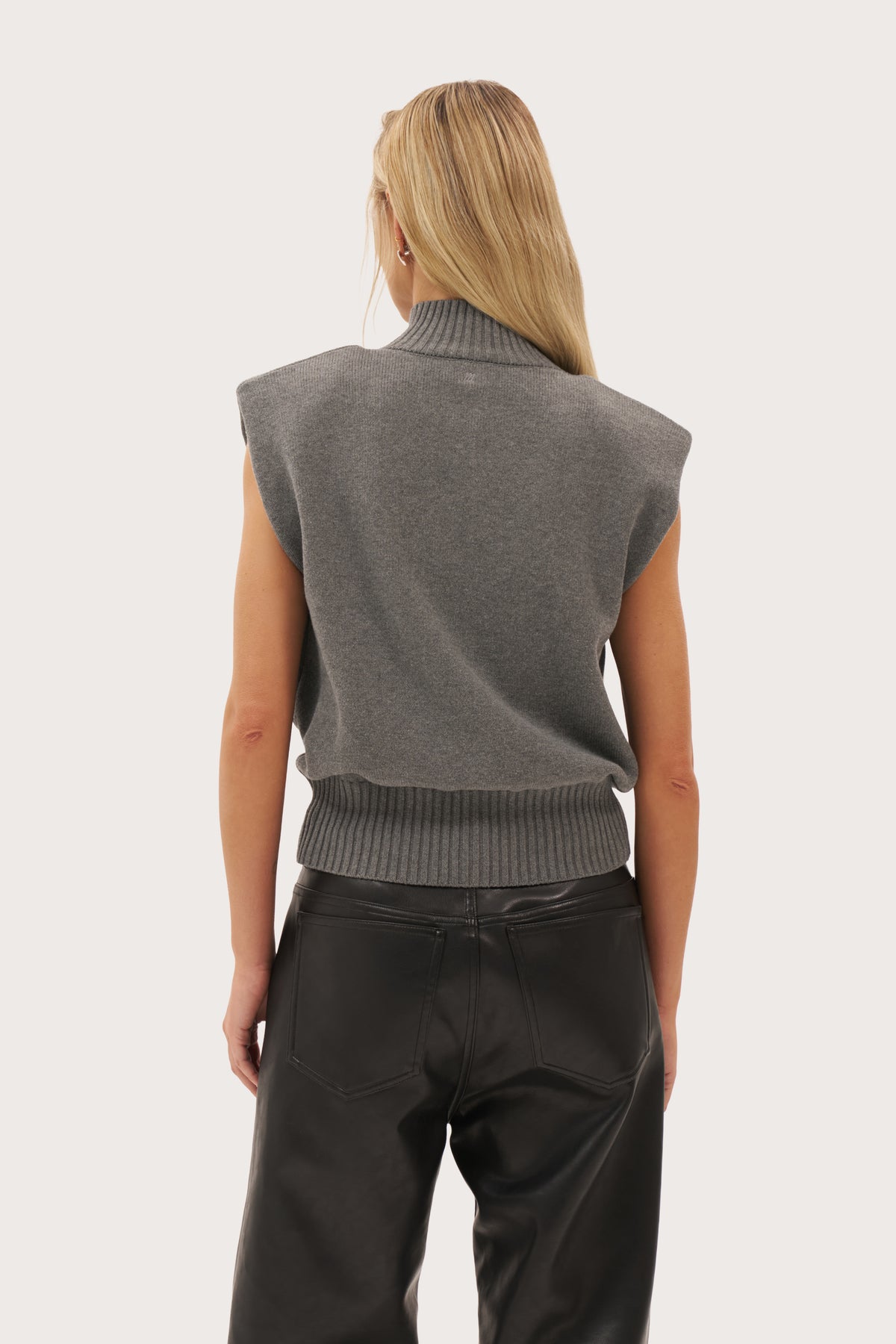 Button Through Knit Top - Grey