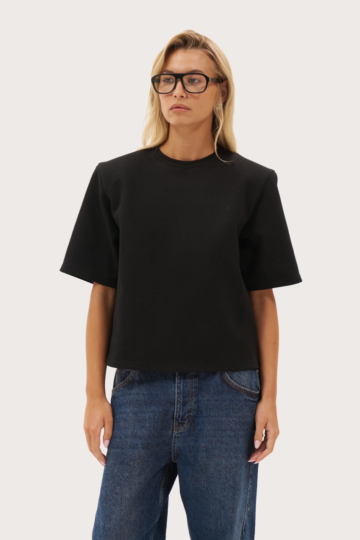 Twin Collar Power Tee - Black