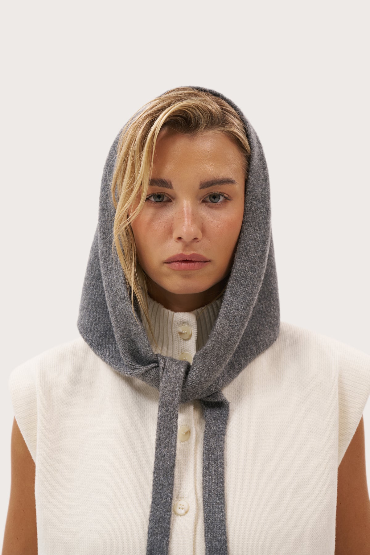 Knitted 2-in-1 Tie Scarf - Dark Grey