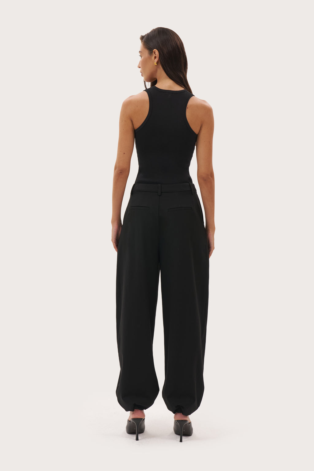 Cuffed Tailored Trousers - Black