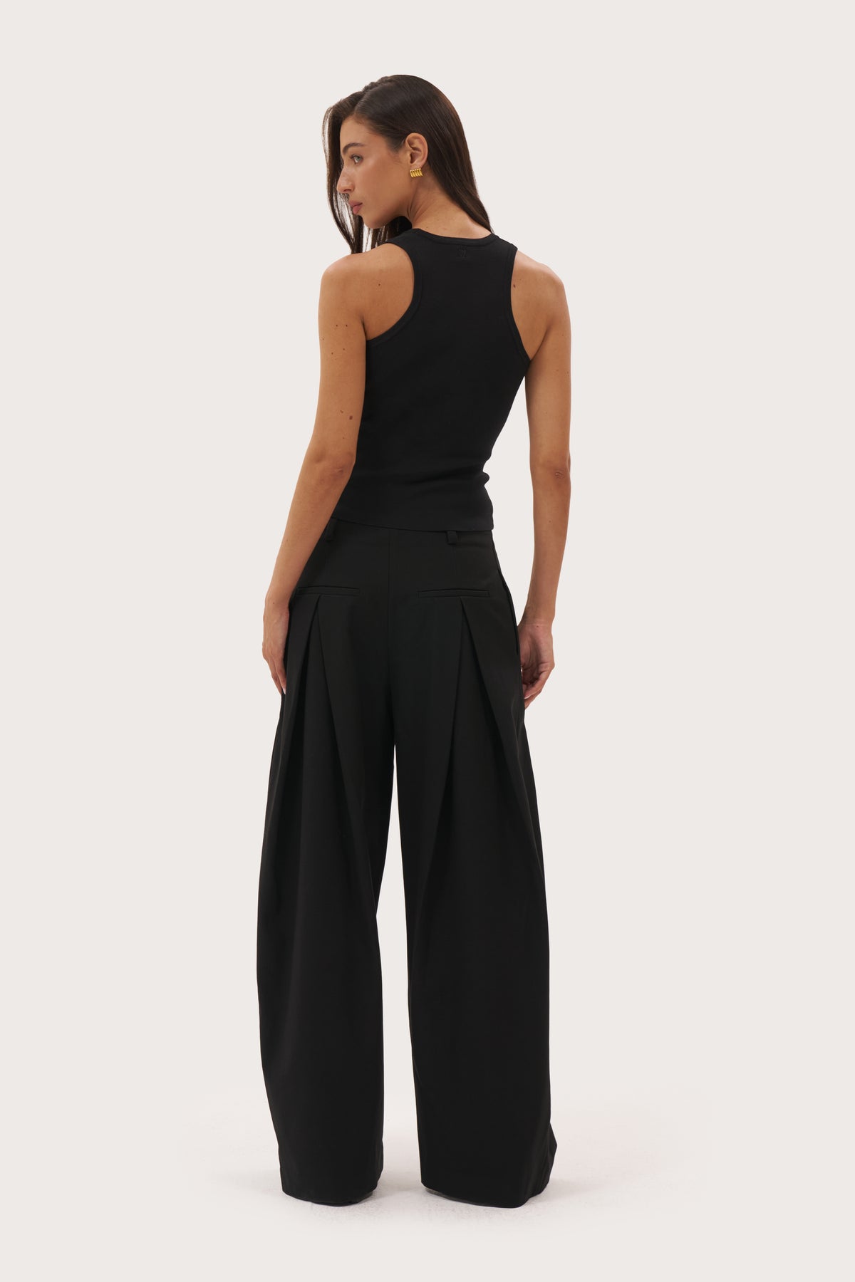 Double Pleat Trousers - Black