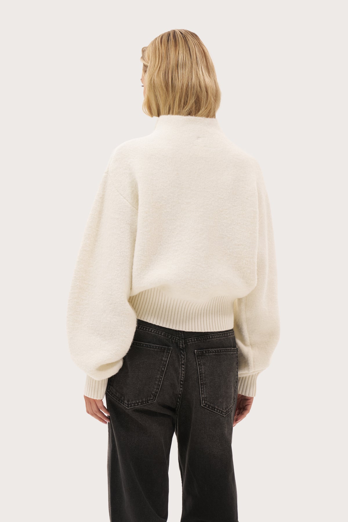 Slouch Button Collar Jumper - Off White