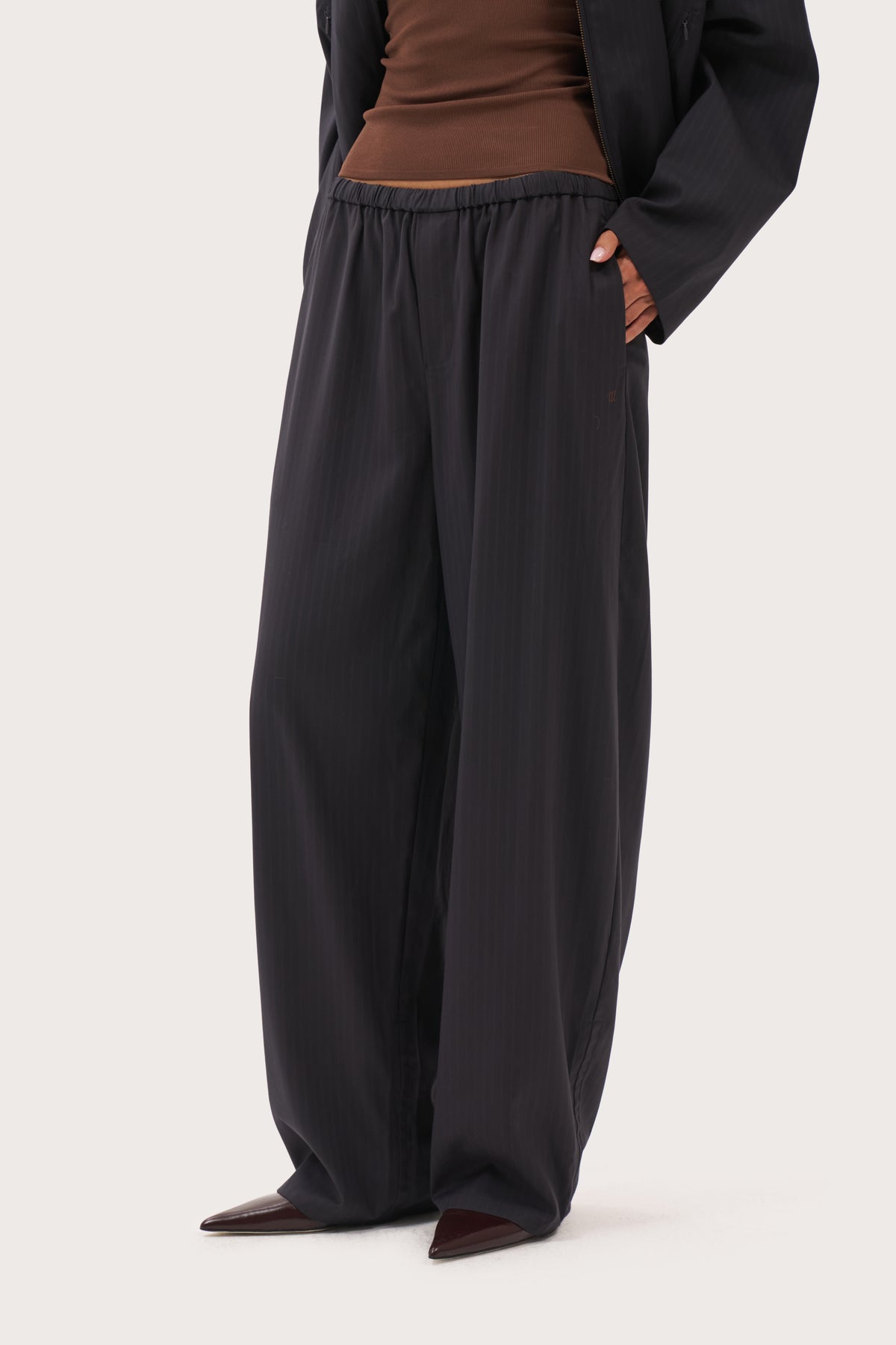 Drawcord Balloon Pants - Navy Pinstripe