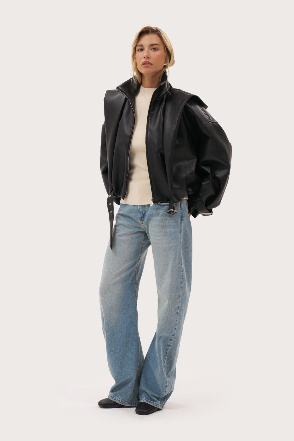 Vienna Faux Leather Jacket - Black