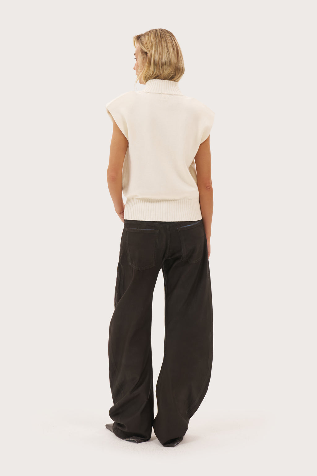 Button Through Knit Top - Cream