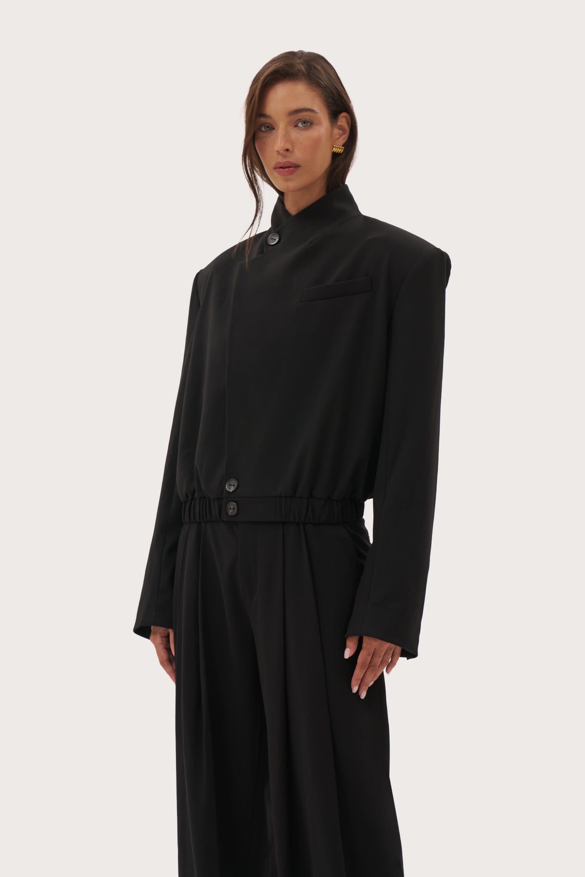 Blazer Bomber Jacket - Black