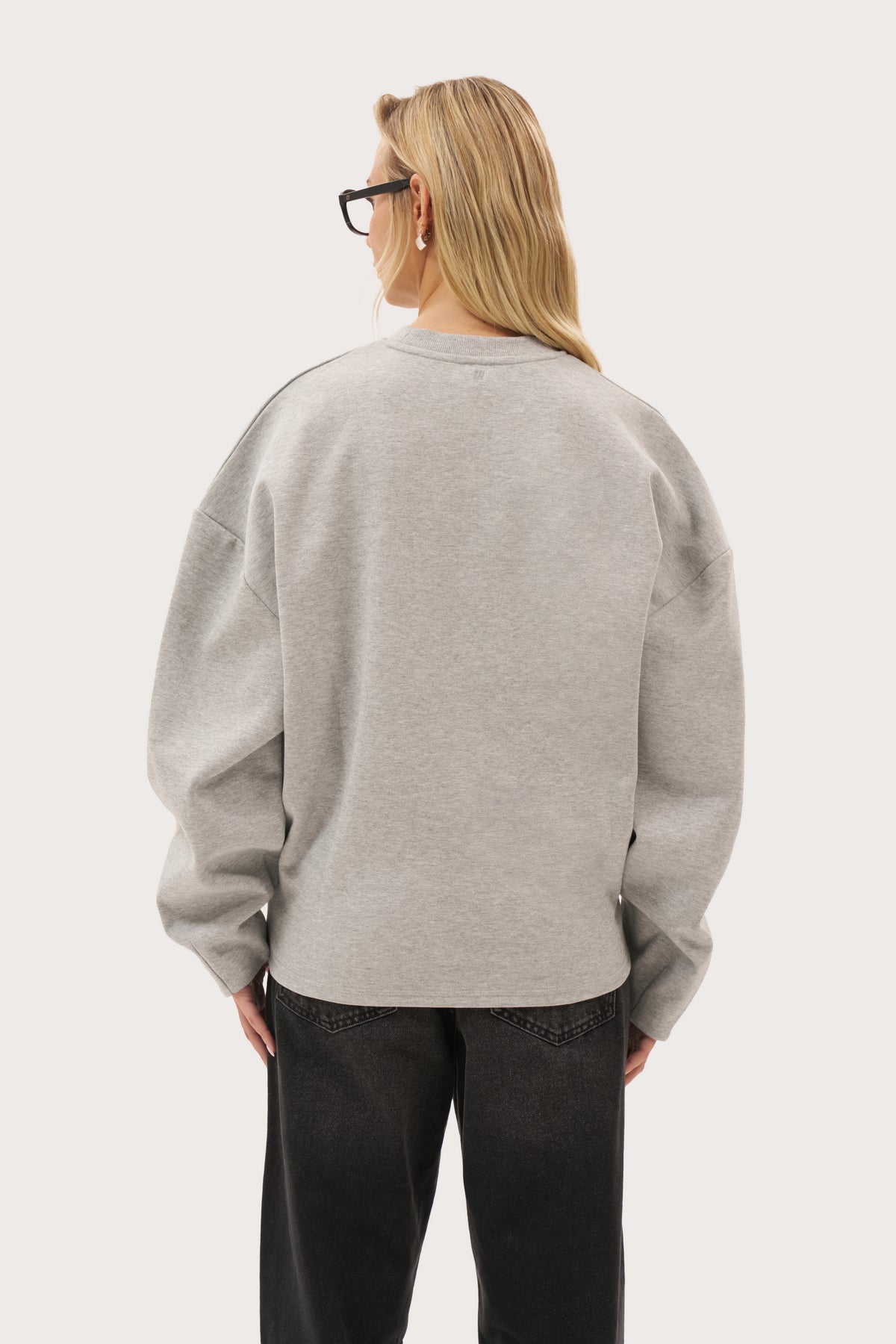 Belted Long Sleeve Top - Grey Marl