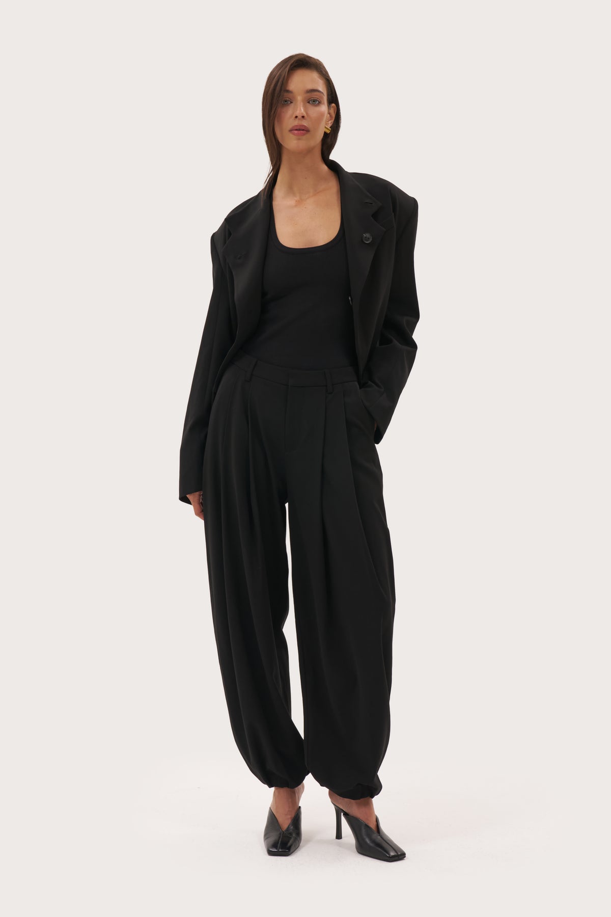Cuffed Tailored Trousers - Black