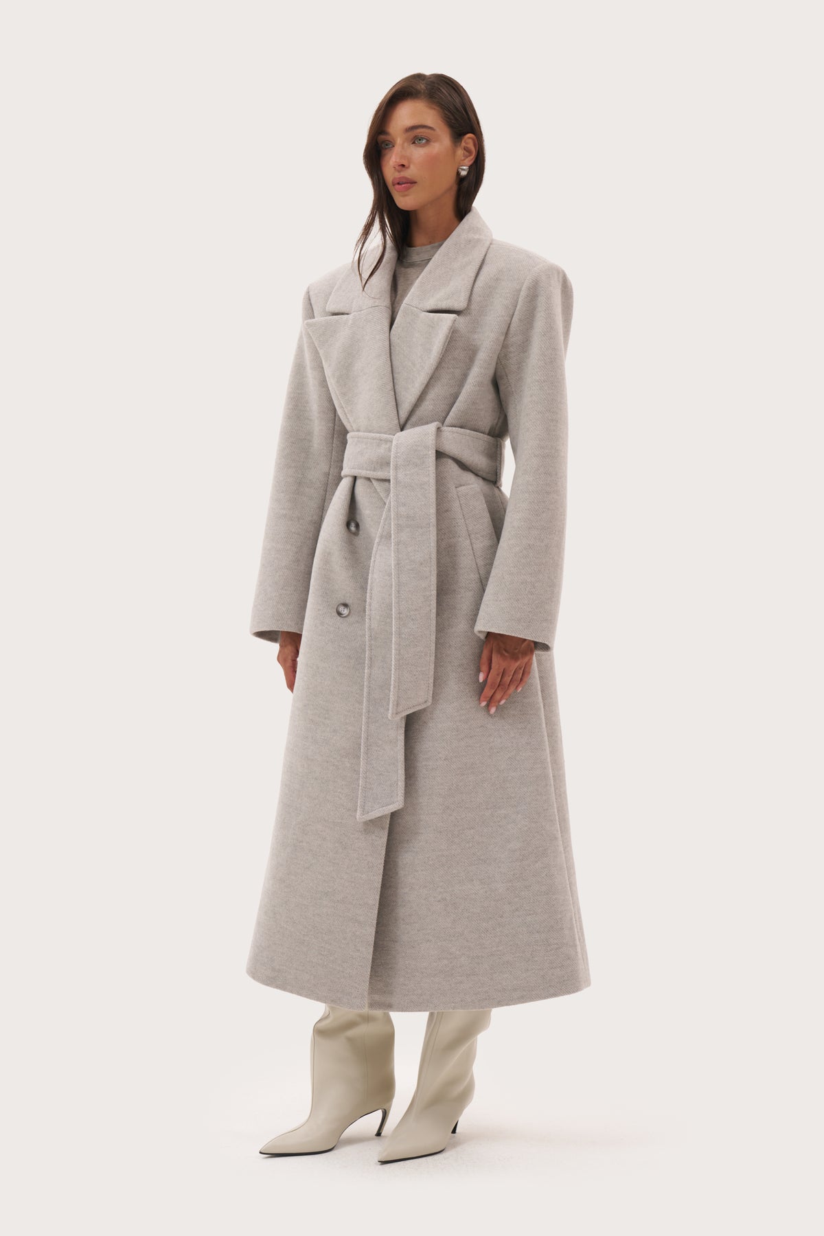 Wren Double Breasted Coat - Grey