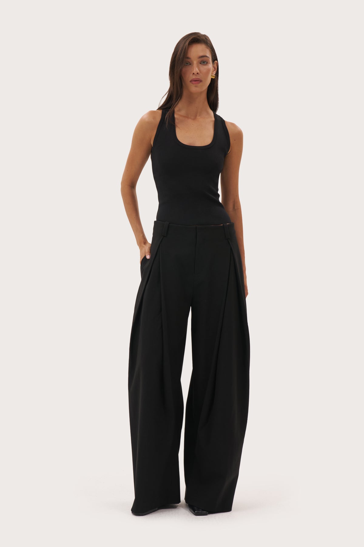 Double Pleat Trousers - Black