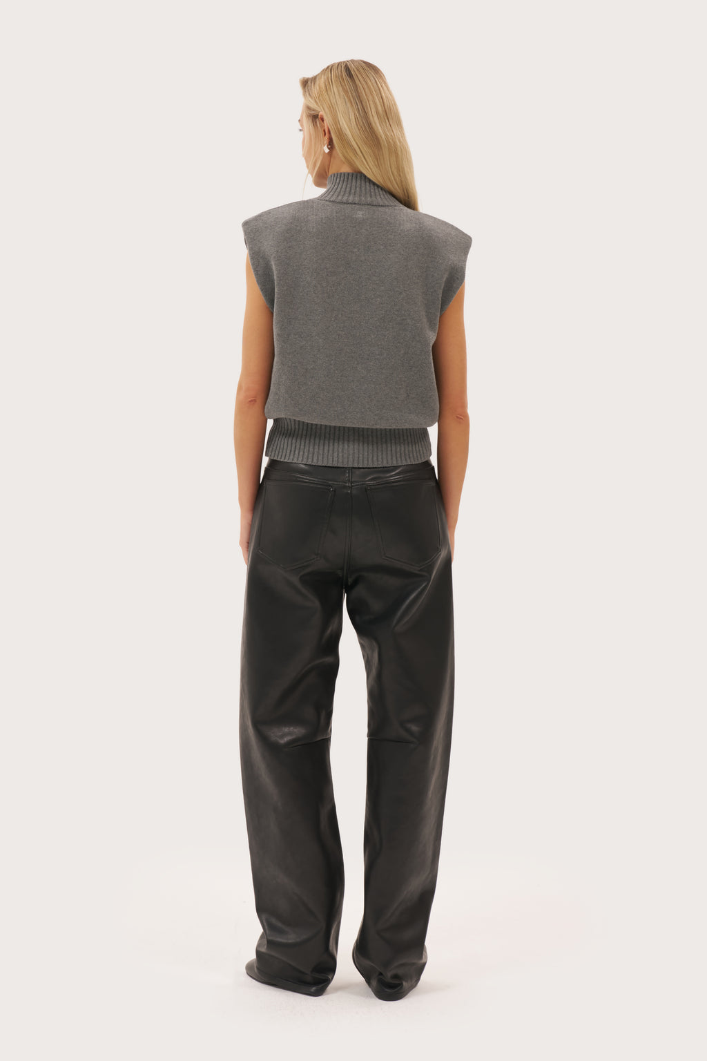 Button Through Knit Top - Grey