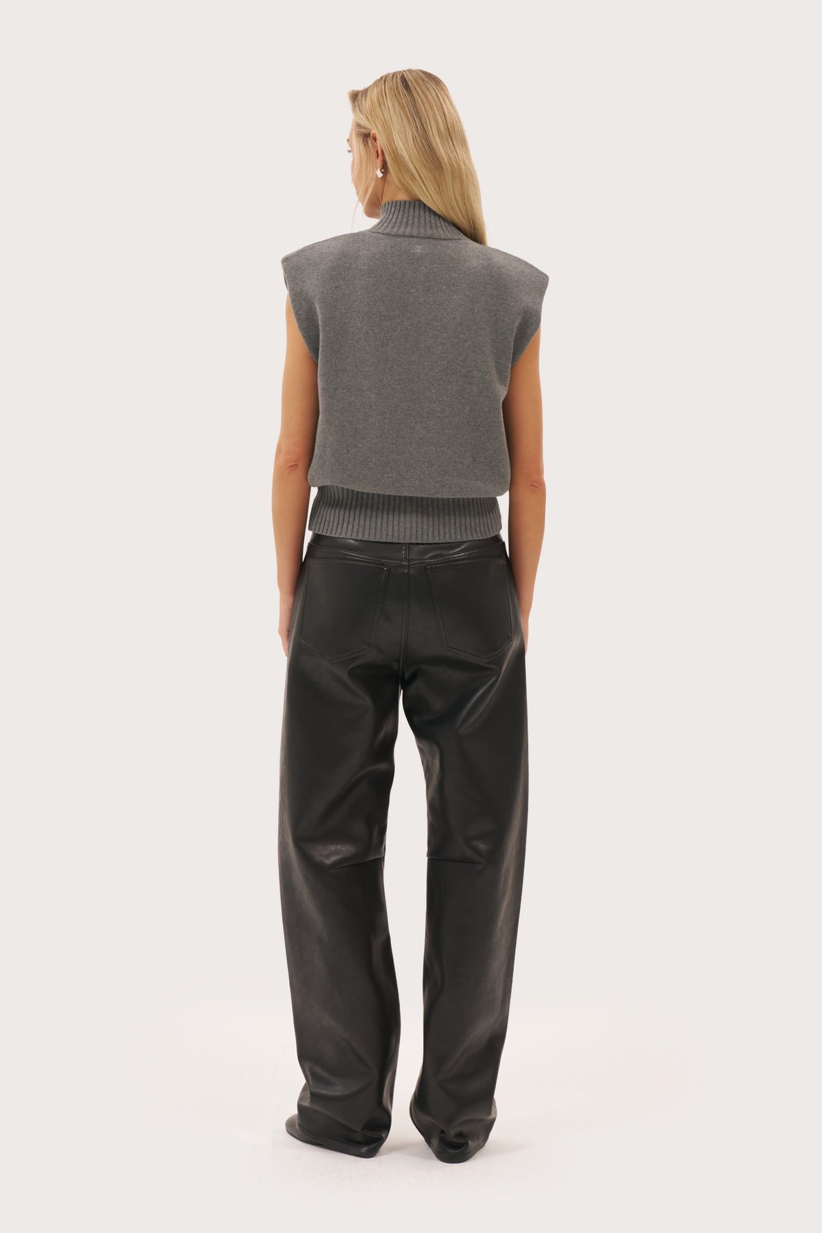 Button Through Knit Top - Grey