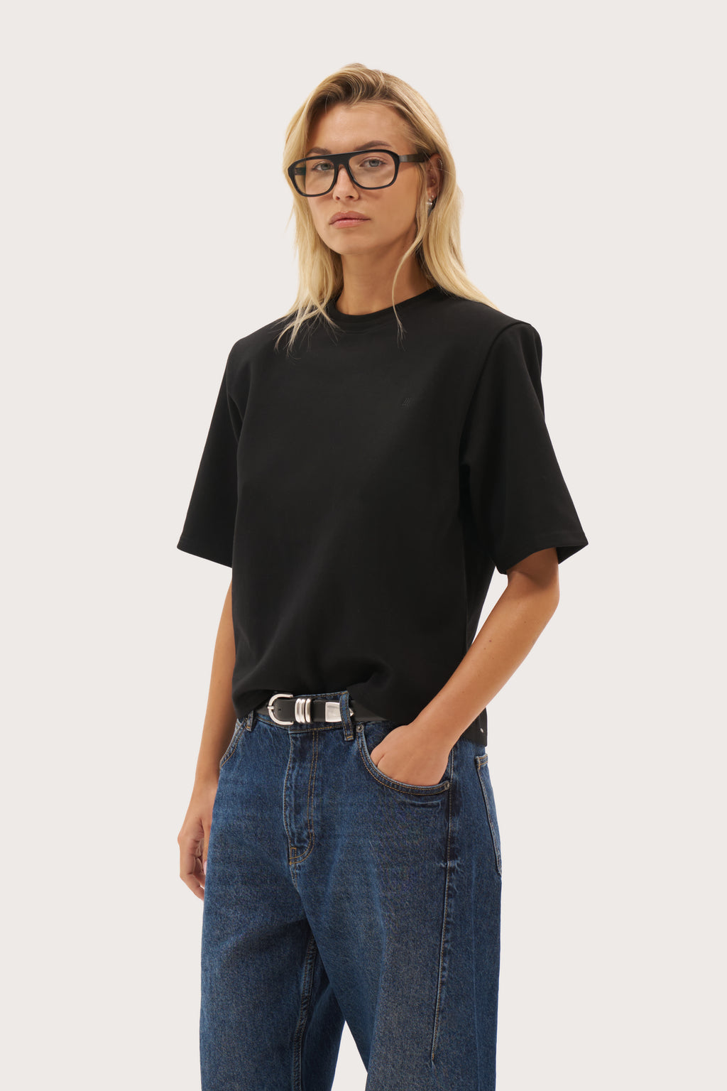 Twin Collar Power Tee - Black