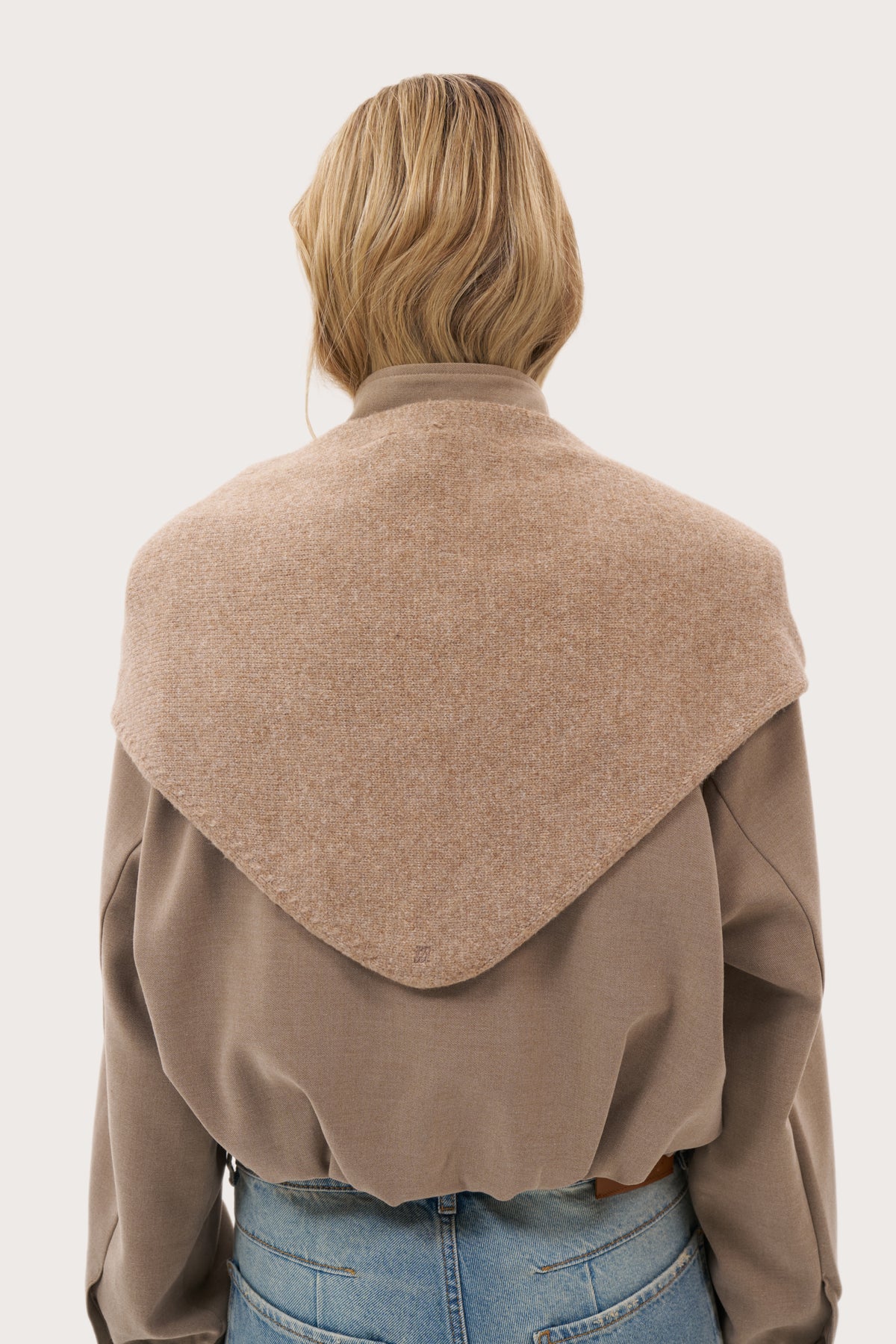 Knitted 2-in-1 Tie Scarf - Beige