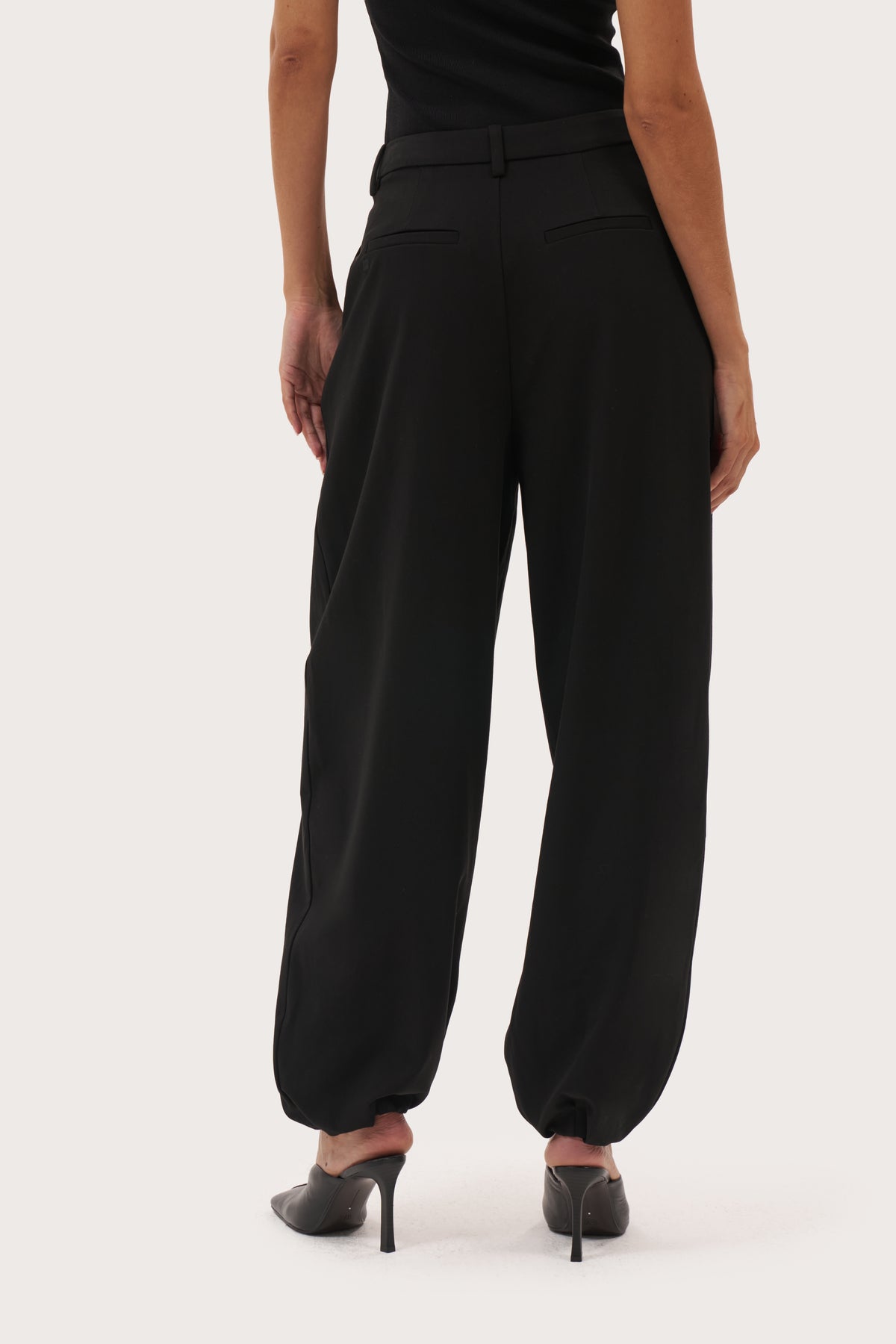 Cuffed Tailored Trousers - Black