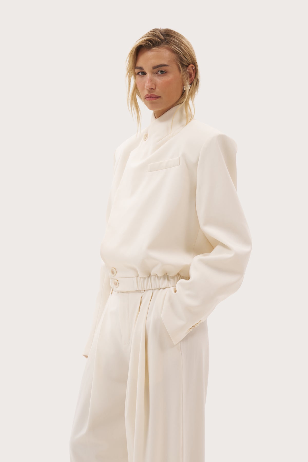 Blazer Bomber Jacket - Cream