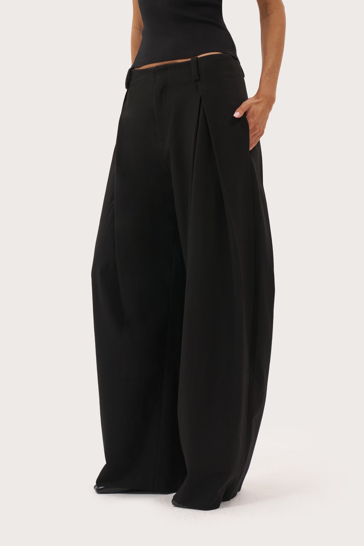 Double Pleat Trousers - Black