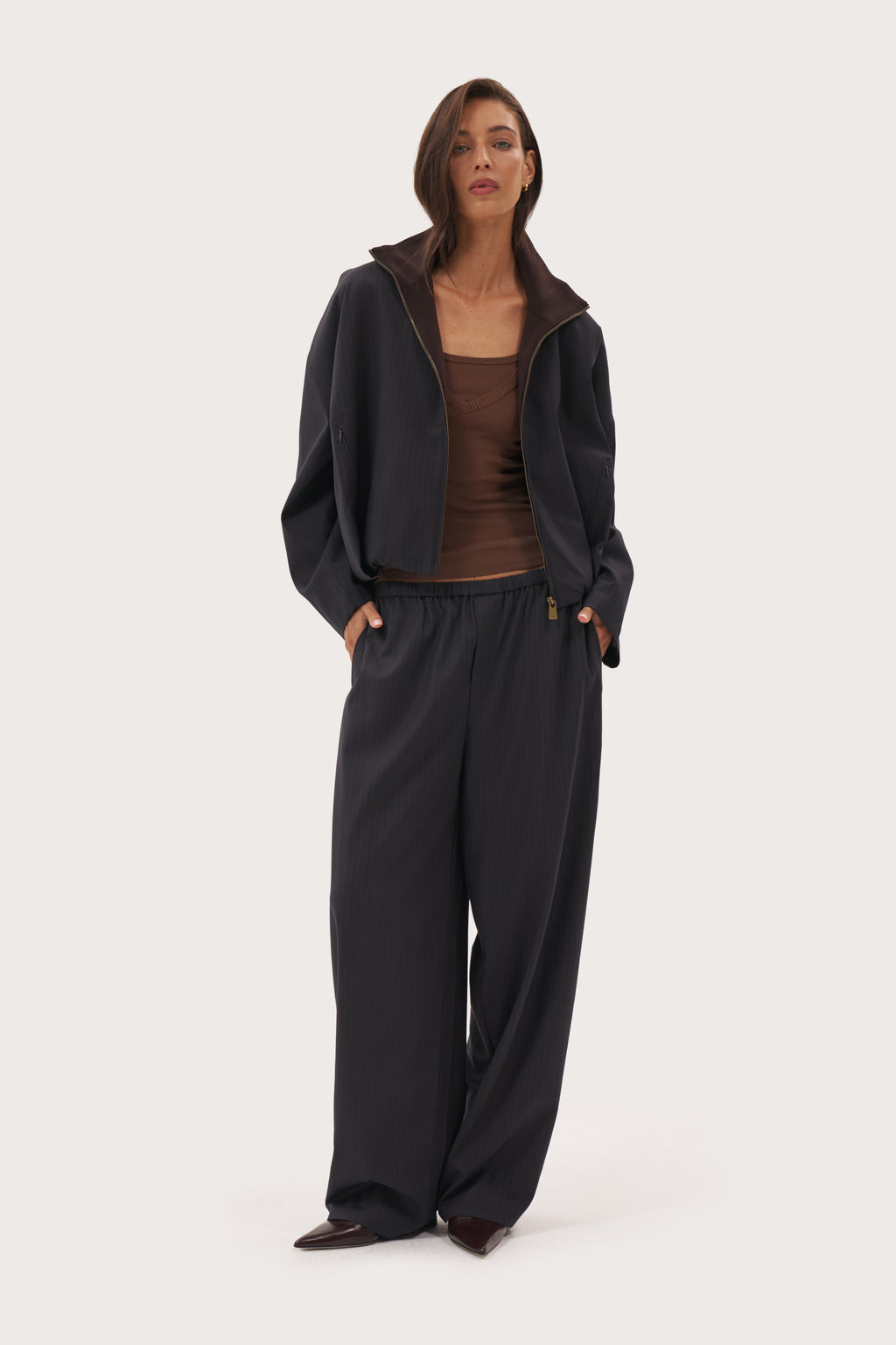 Tailored Track Jacket - Navy Pinstripe