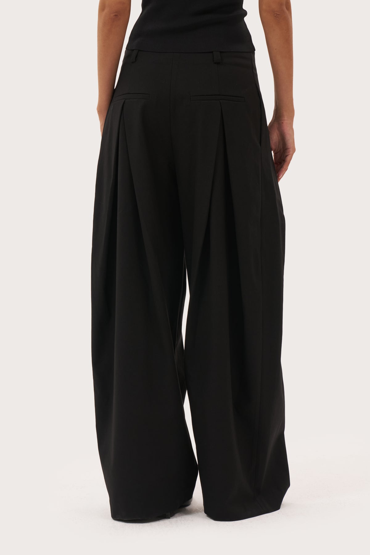 Double Pleat Trousers - Black