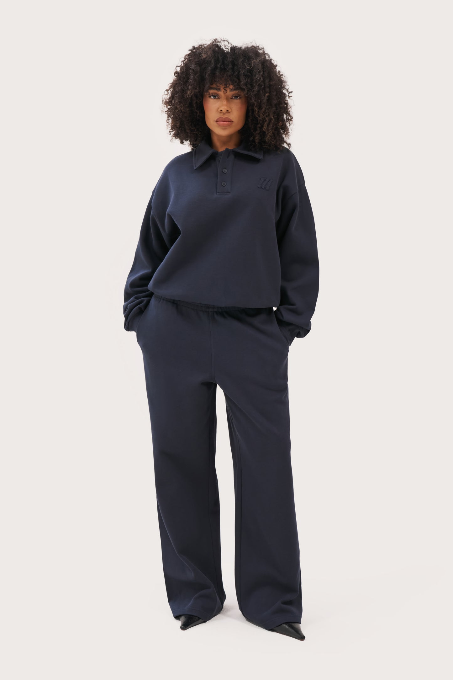 Daily Errands Collared Sweatshirt - Washed Navy