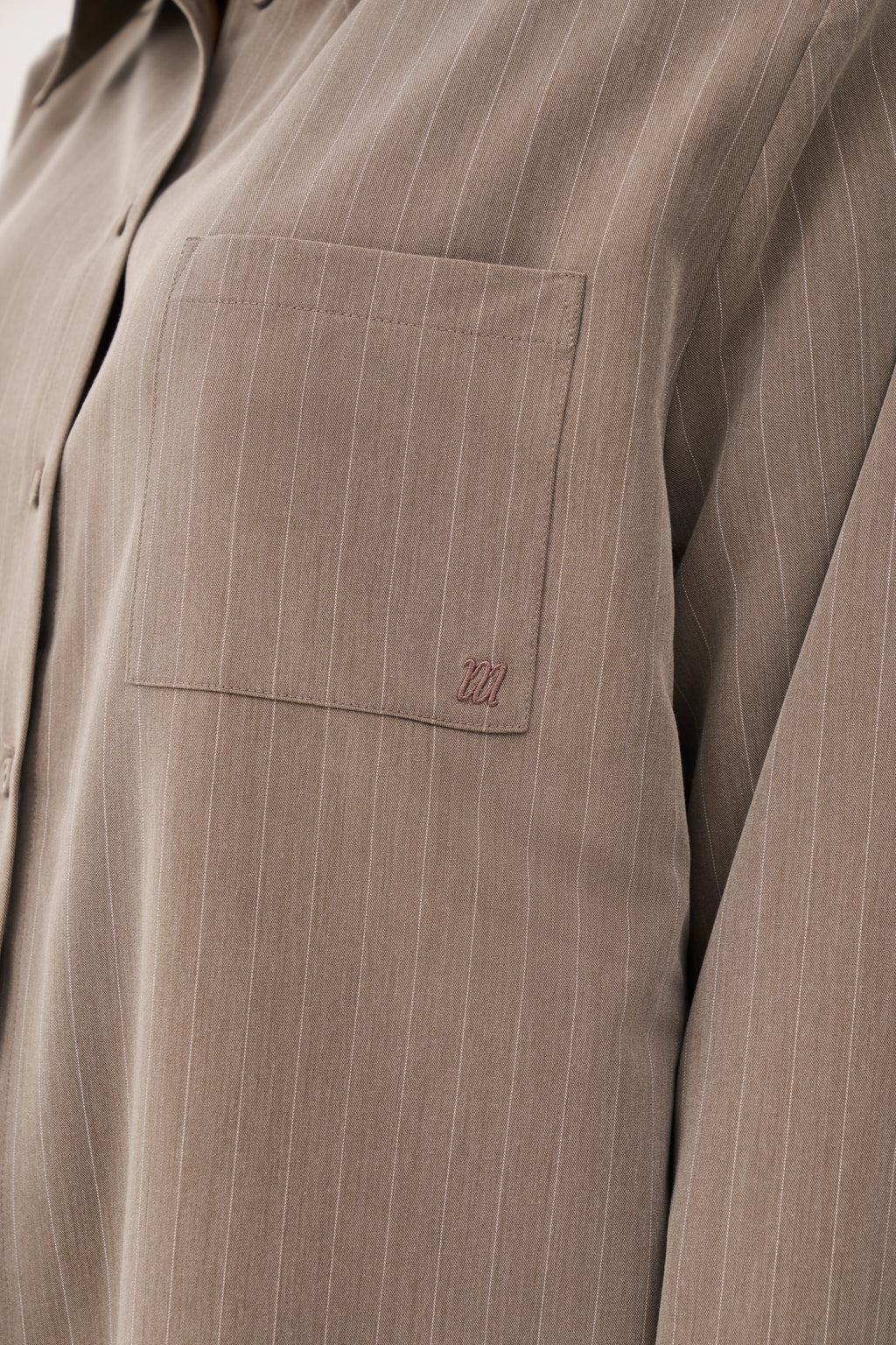 Pinstripe Oversized Shirt - Taupe