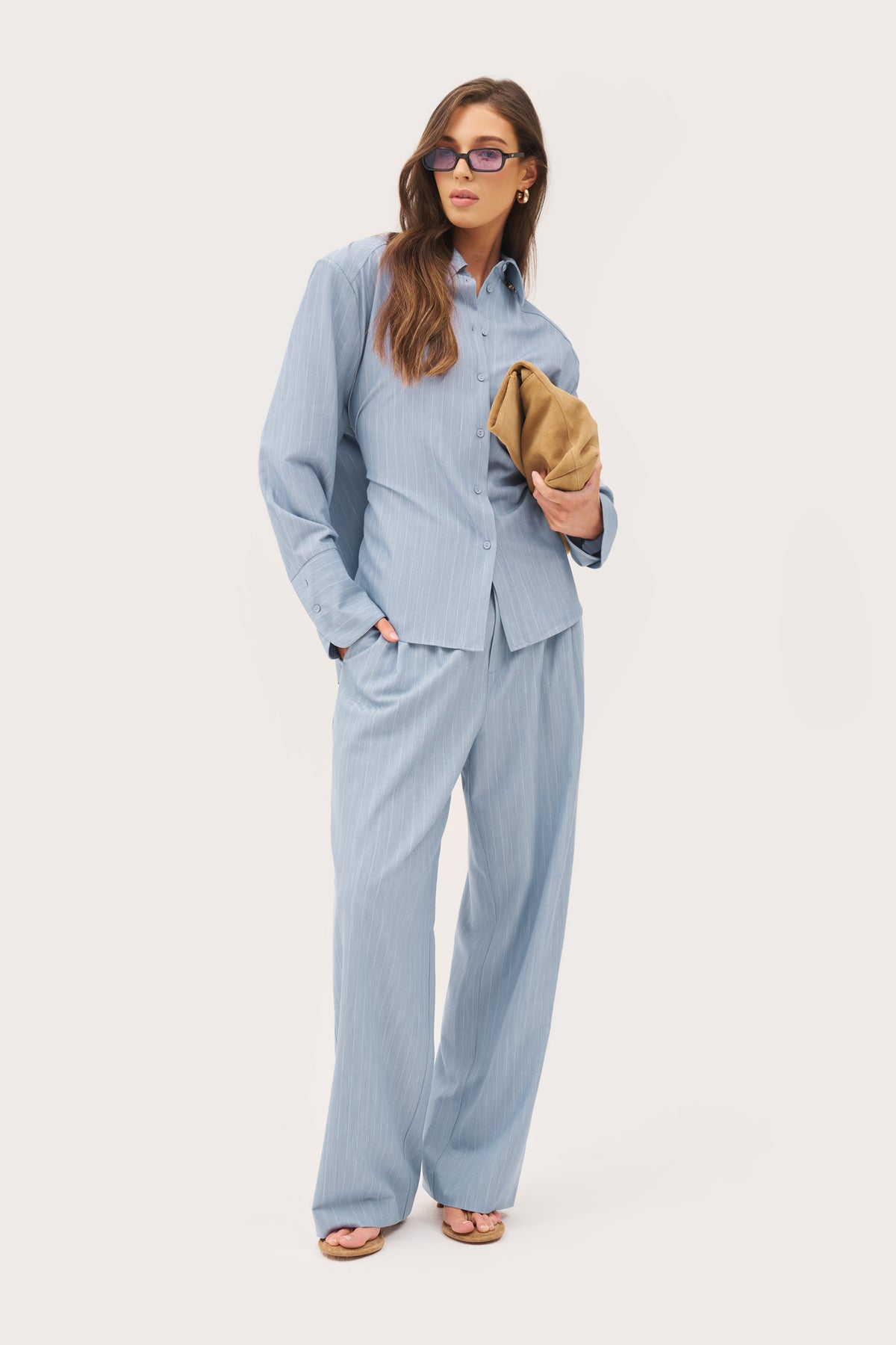 Pinstripe Oversized Shirt Washed