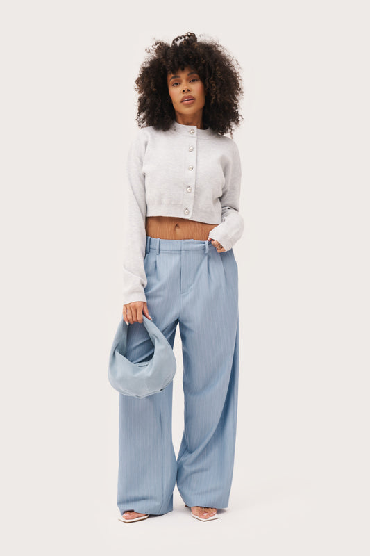 Cosy Cropped Cardigan - Light Grey Marl
