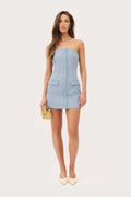Pinstripe Bandeau Dress - Washed Blue