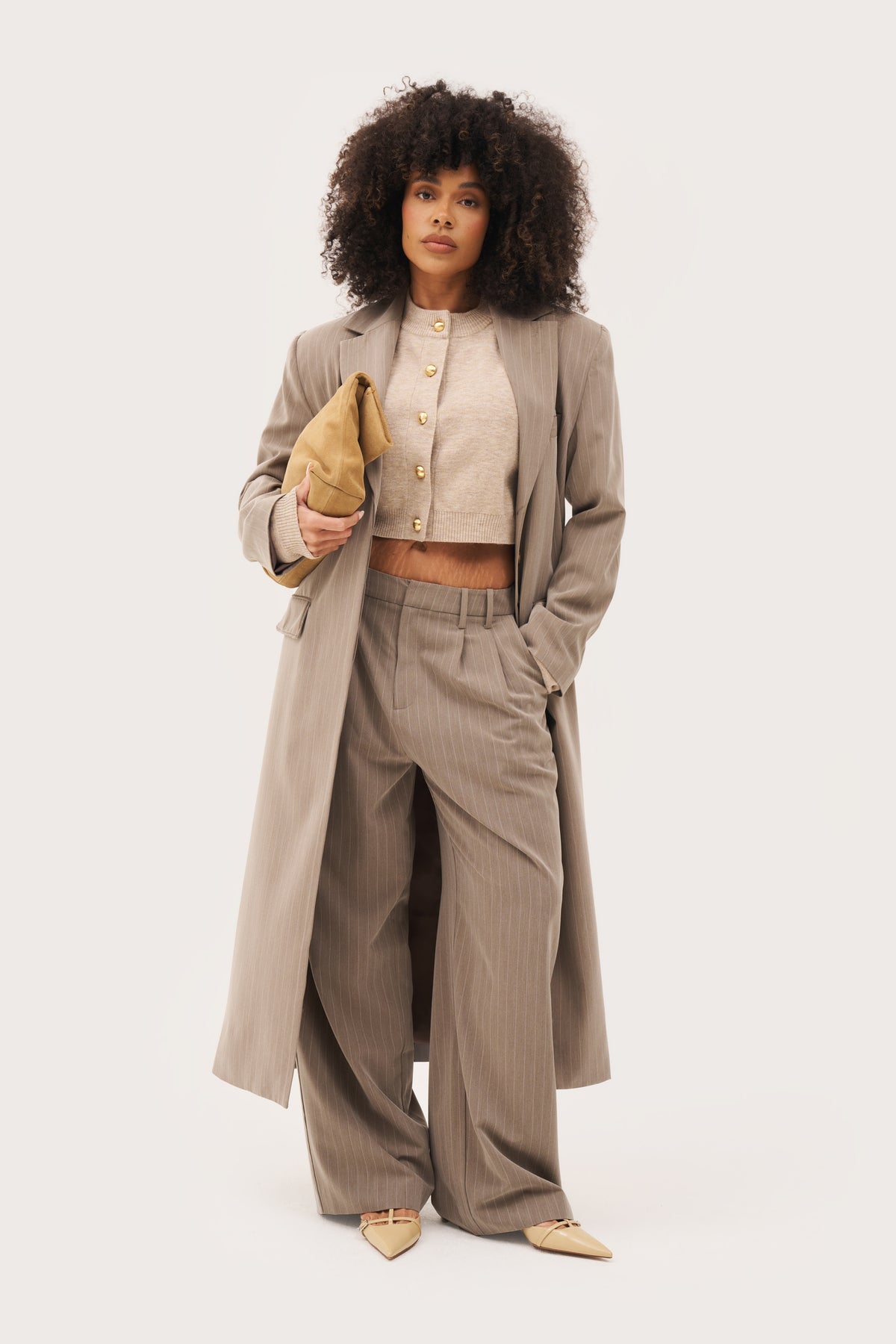 Cosy Cropped Cardigan - Beige Marl