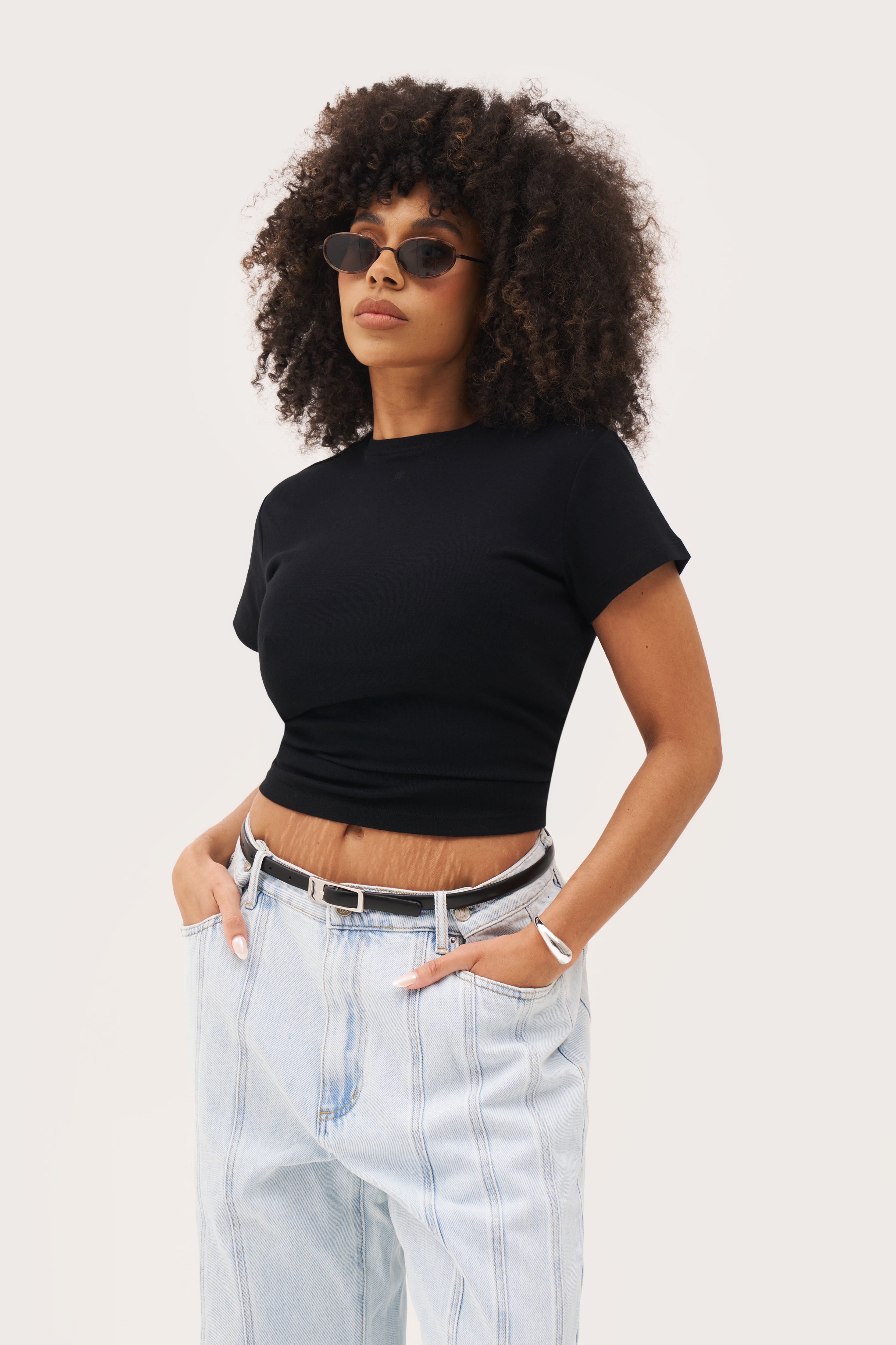 Dreamer Pointelle Tee - Black