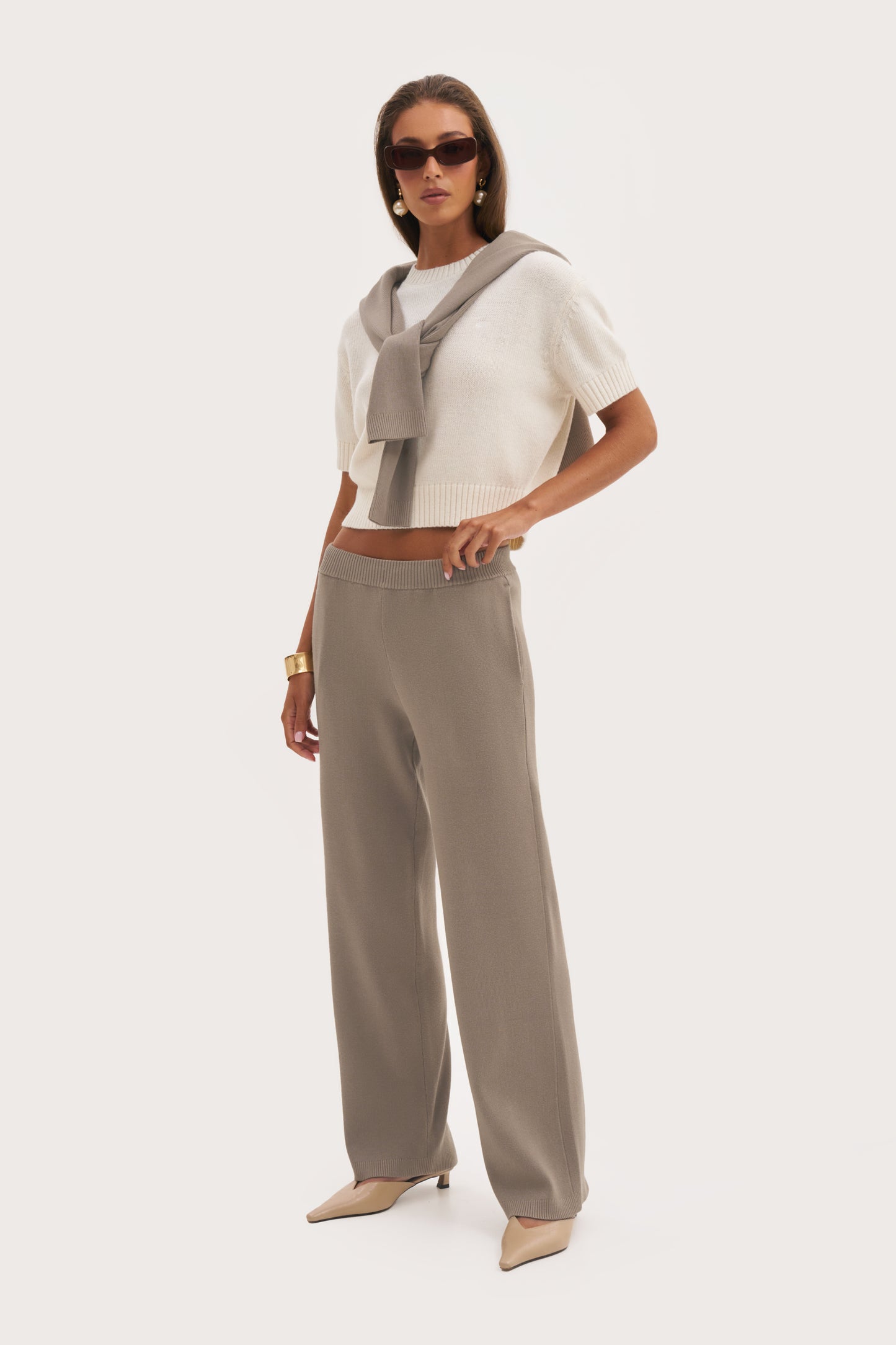 Retreat Ribbed Knit Pants - Taupe