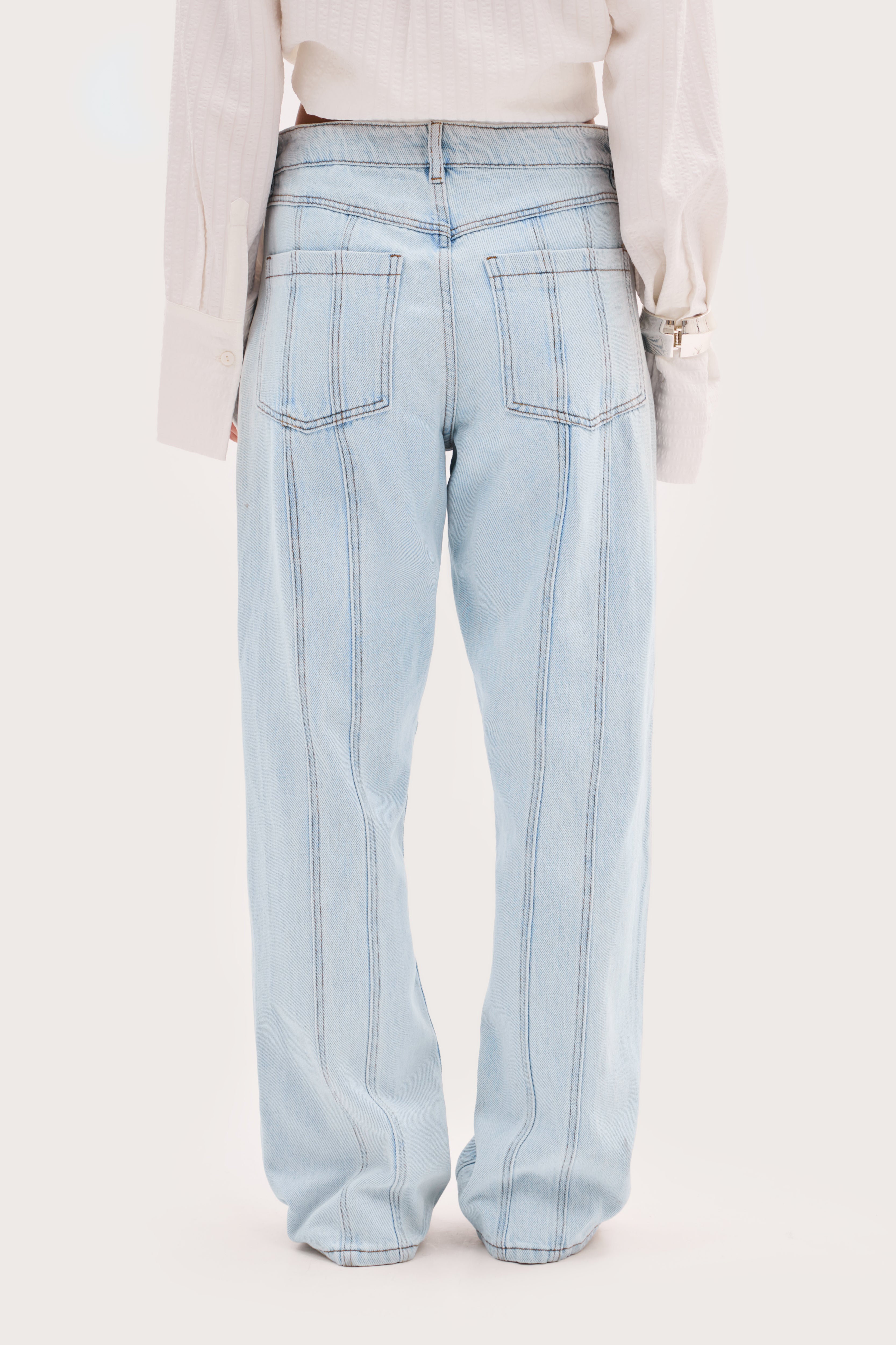Seam Detail Boyfriend Jeans - Blue