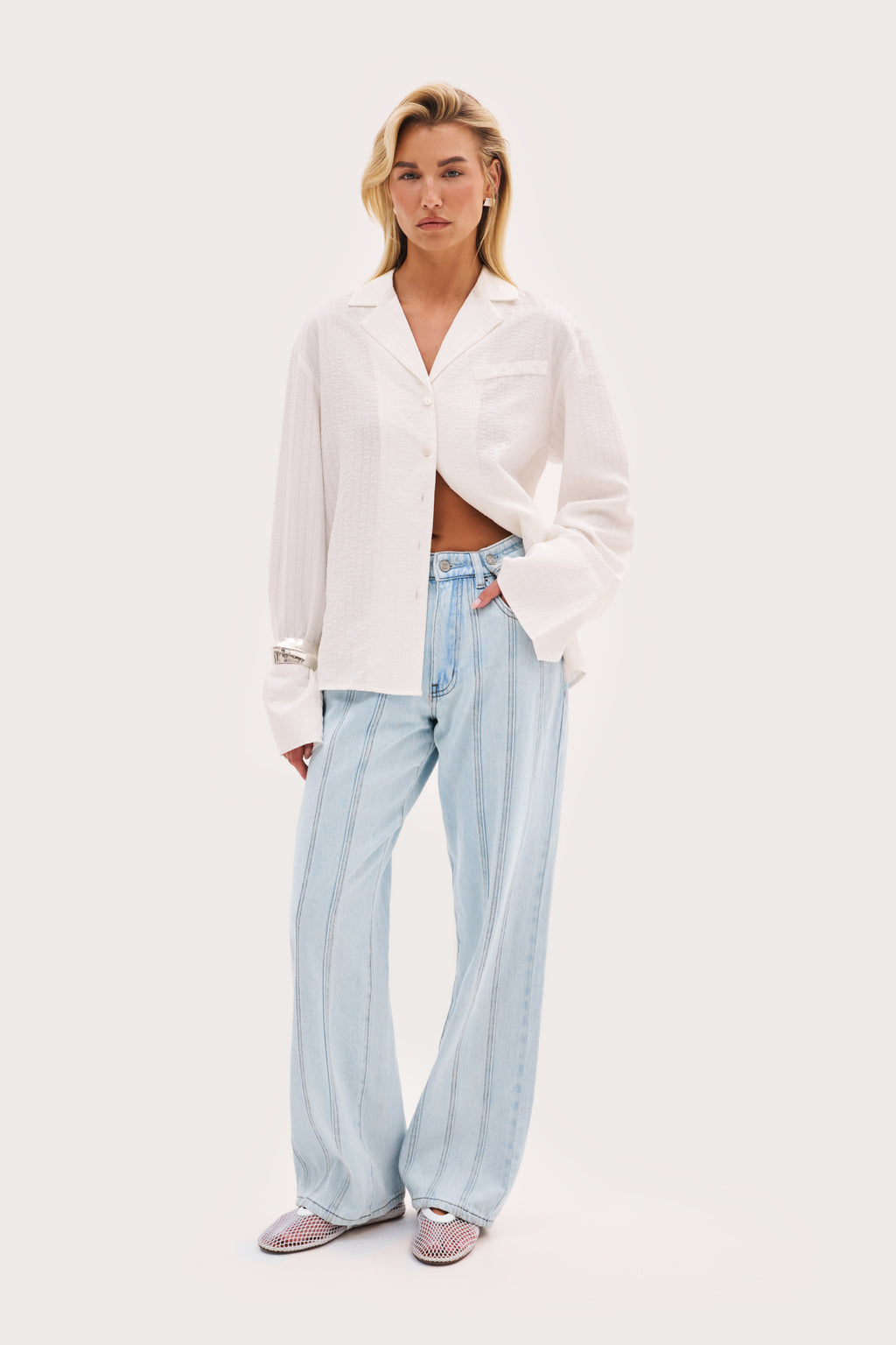 Seam Detail Boyfriend Jeans - Blue