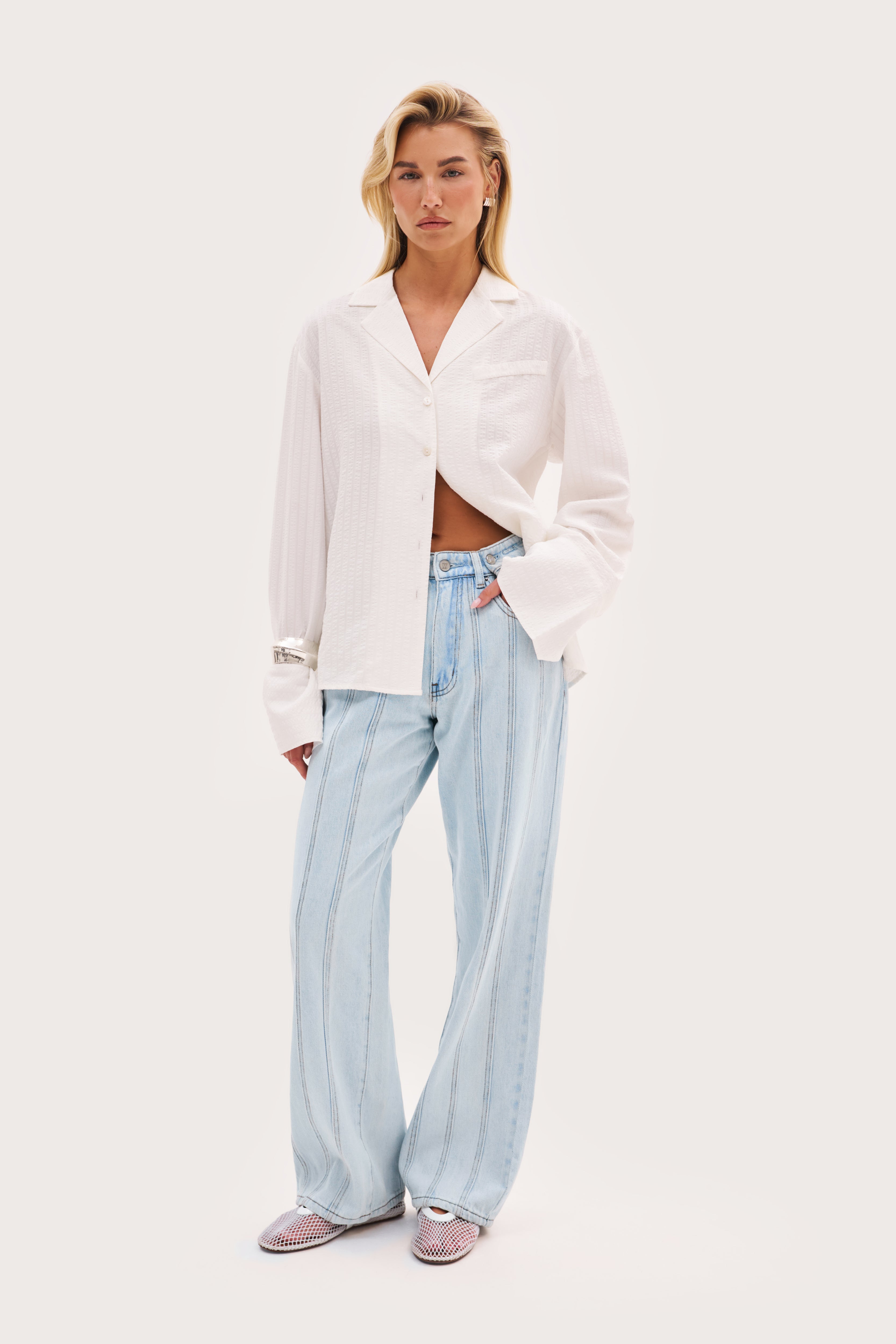 Seam Detail Boyfriend Jeans - Blue
