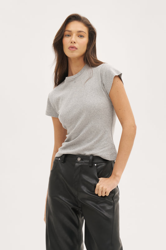 Dreamer Pointelle Tee - Grey Marl