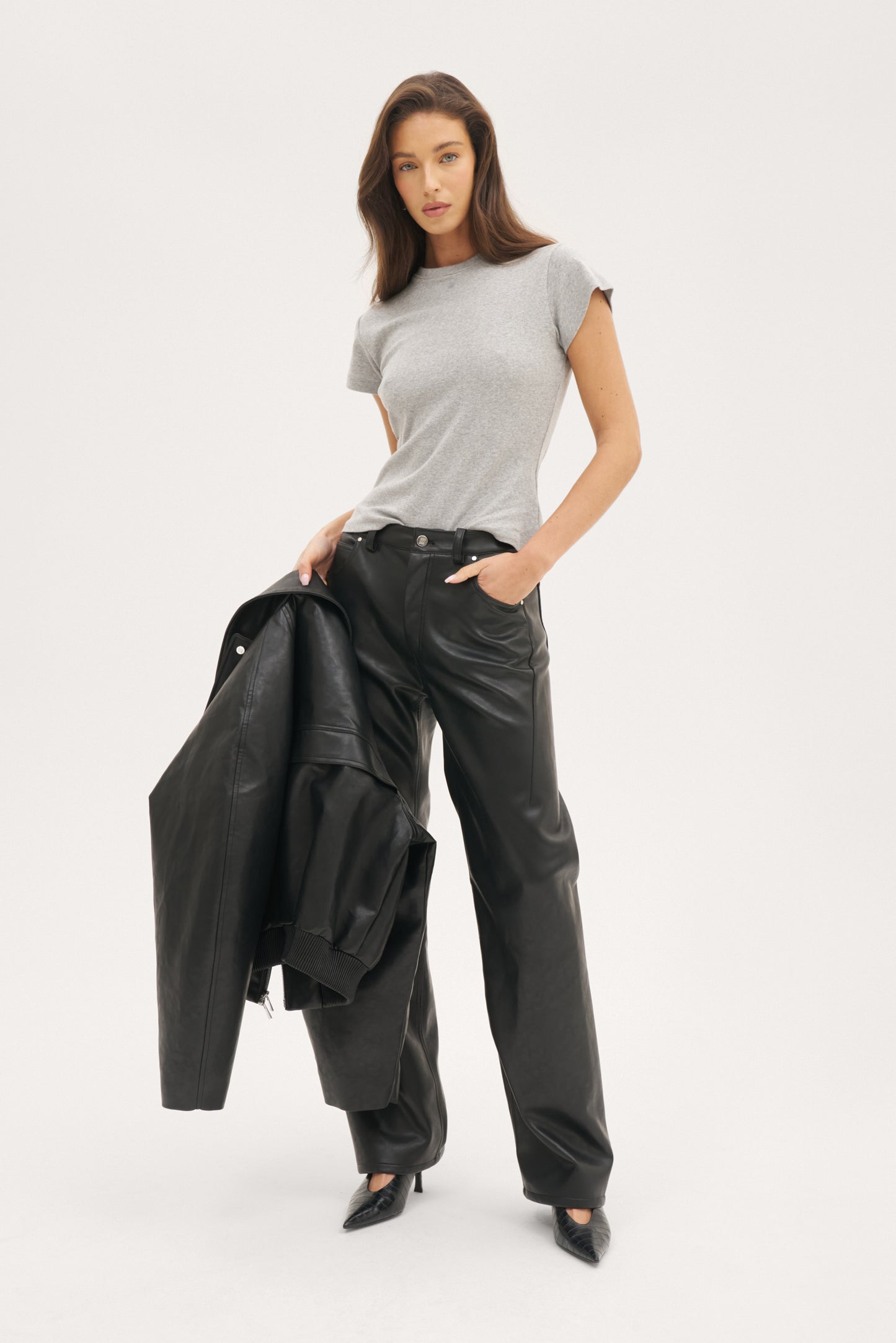 Dreamer Pointelle Tee - Grey Marl